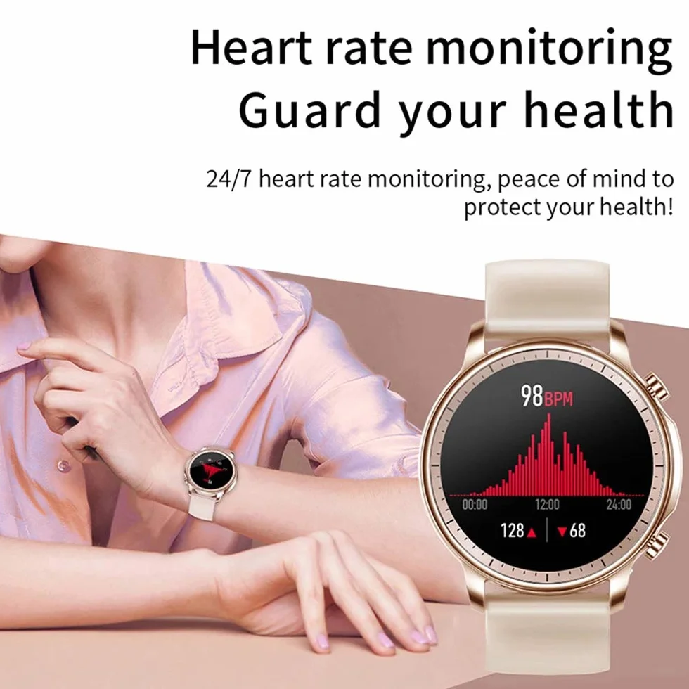 V23 Pro Bluetooth Inteligentny zegarek IP67 Wodoodporny, w pełni dotykowy opaska monitorująca aktywność fizyczną Ciśnienie krwi Lady Smartwatch dla iOS Android (C) little surprise