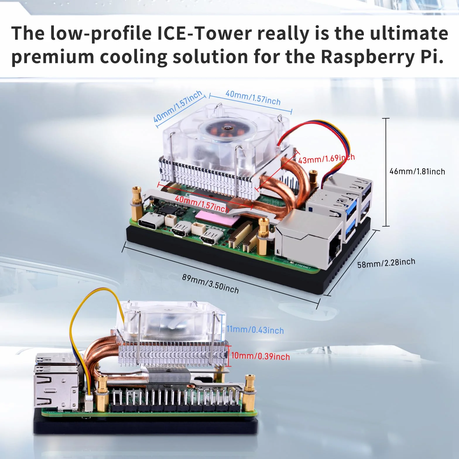 GeeekPi Ice Tower Cooler do Raspberry Pi 5, aluminiowy klimatyzator Pi 5 z wentylatorem chłodzącym do Raspberry Pi 5 4 GB/8 GB (Raspberry Pi 5 nie wchodzi w zakres dostawy), EP-0215