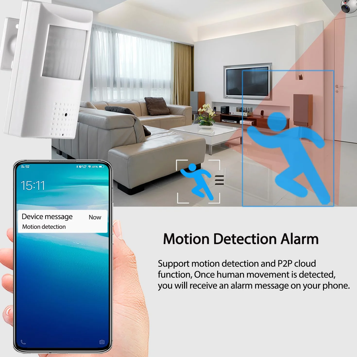 Kamera HD 5 MP PIR Audio POE IP, obiektyw 3,7 mm, widok 80°, 940 nm, LED IR noktowizor, kamera CCTV, mini kamera do monitoringu wewnętrznego, PIR, kamera wideo P2P H.265 (IPIR-P-A-HS, biała)