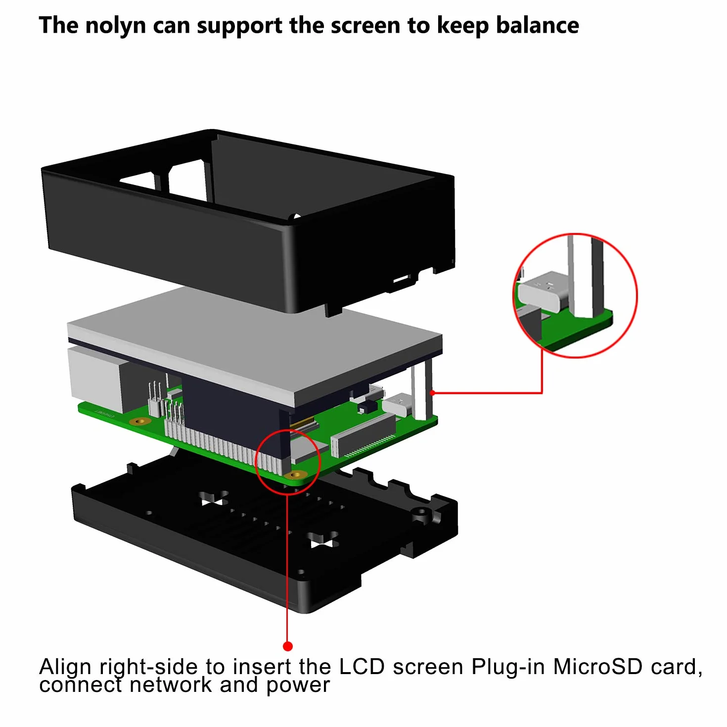 CUQI Dla Raspberry Pi 4 Ekran dotykowy z obudową 3.5 cala 60 FPS Monitor z rozdzielczością 480 x 320 i mini wentylatorem, radiatorem, obudowa zaprojektowana dla Raspberry Pi 4