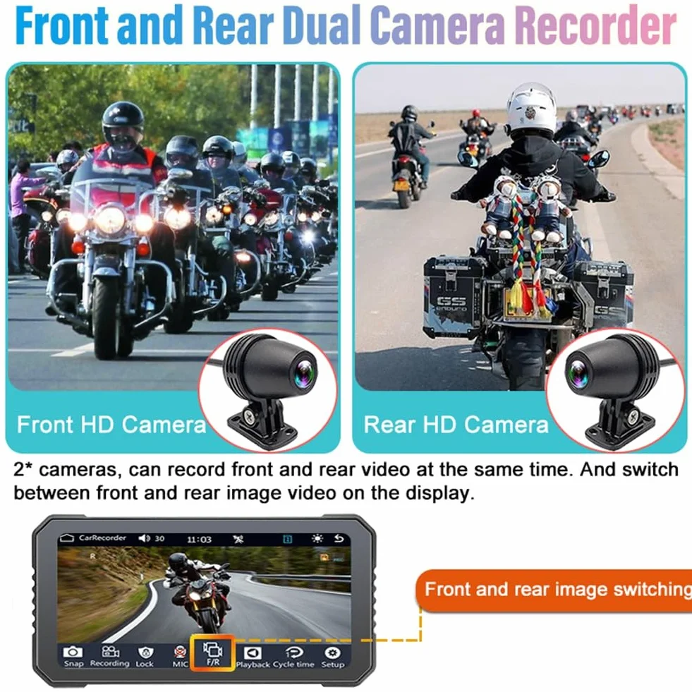 6,25 rejestrator motocyklowy, bezprzewodowy CarPlay do systemu Android, nawigacji GPS, Bluetooth, wodoszczelny ekran dotykowy