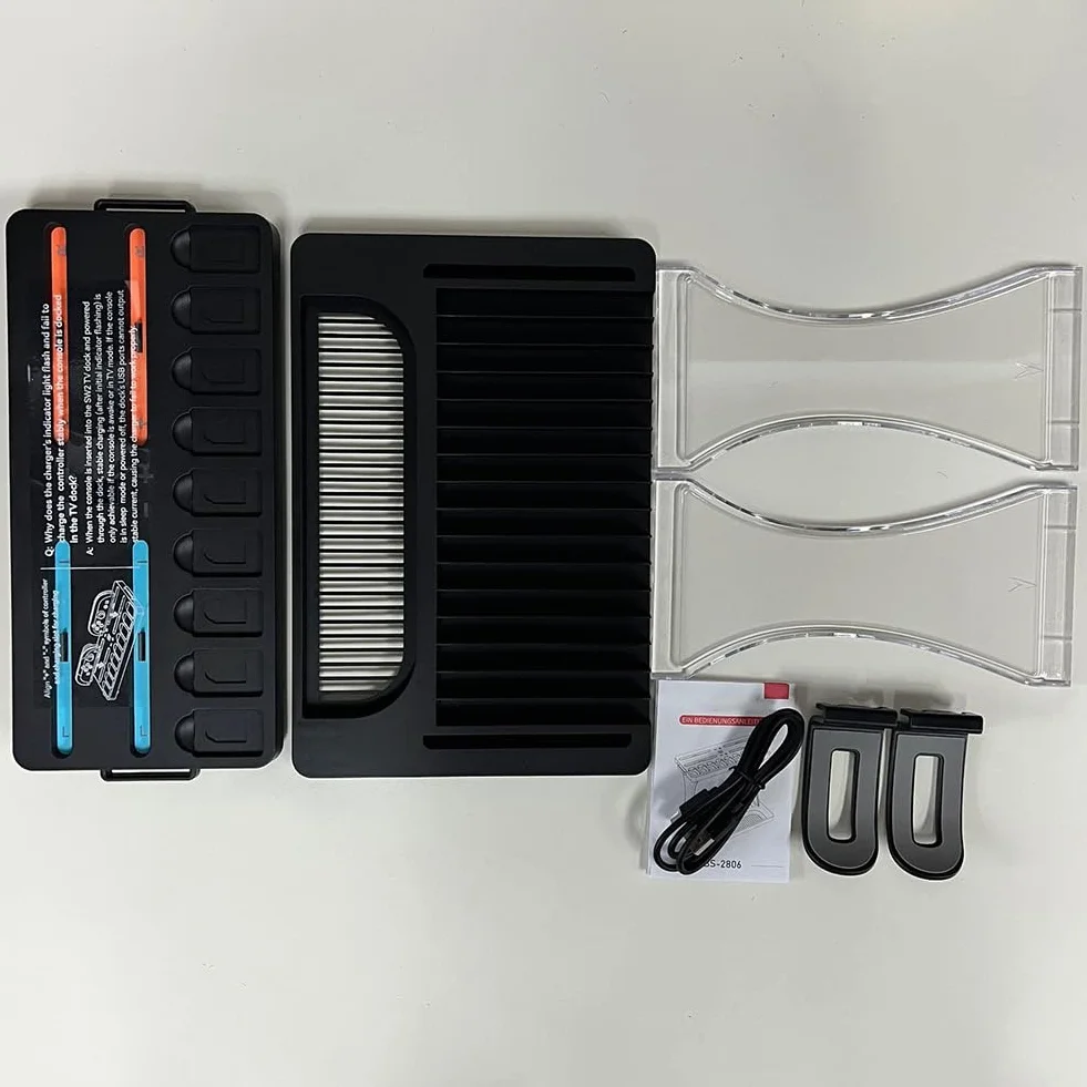 Stojak do przechowywania gier Switch2 ze stacją ładującą RGB Organizer dysków i kontrolerów