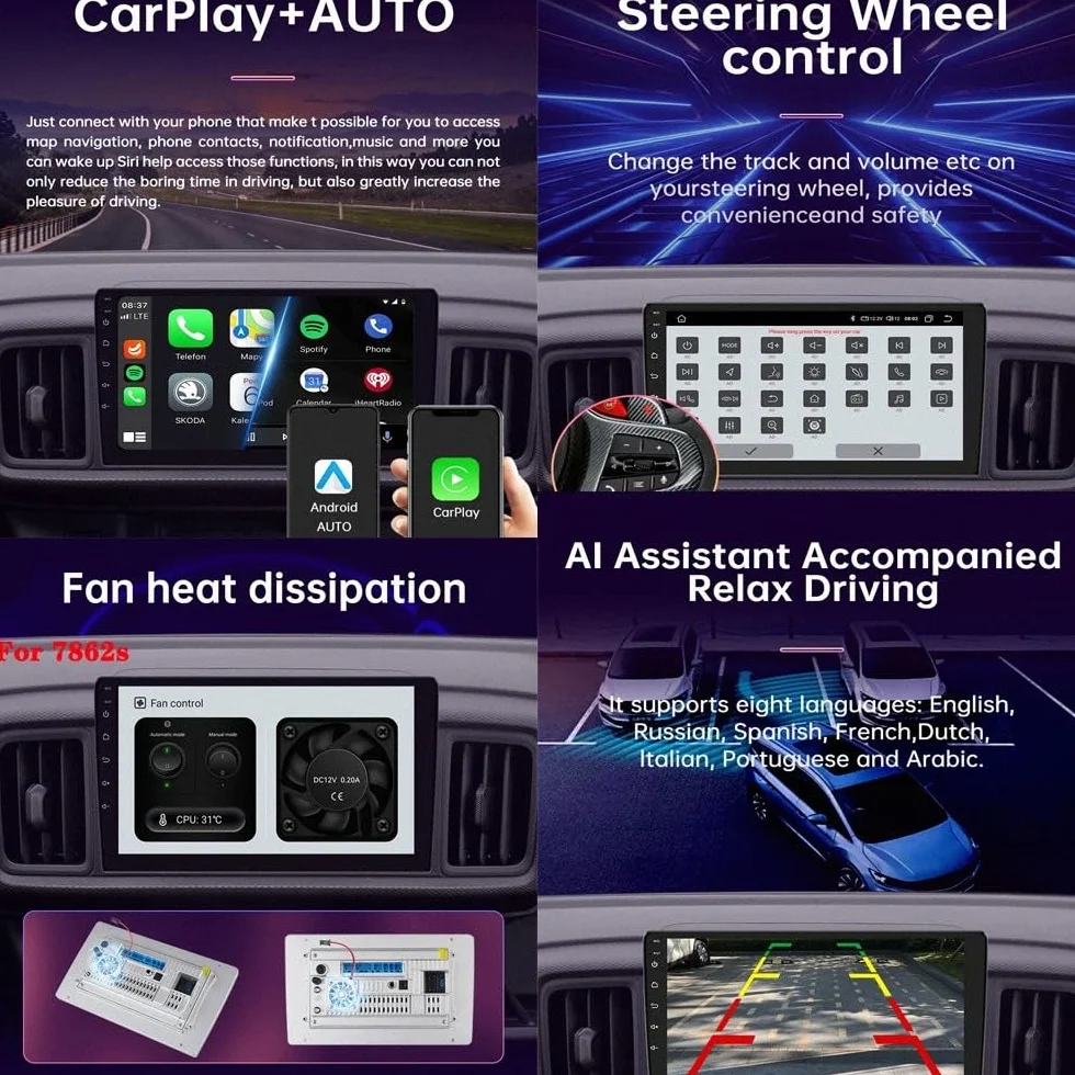 Car Stereo dla Voiture KIT 308 T9 308S 2013-2017 Android 15 9 Inch Car Play Screen Backup Camera For, 4 Core 2G+64G