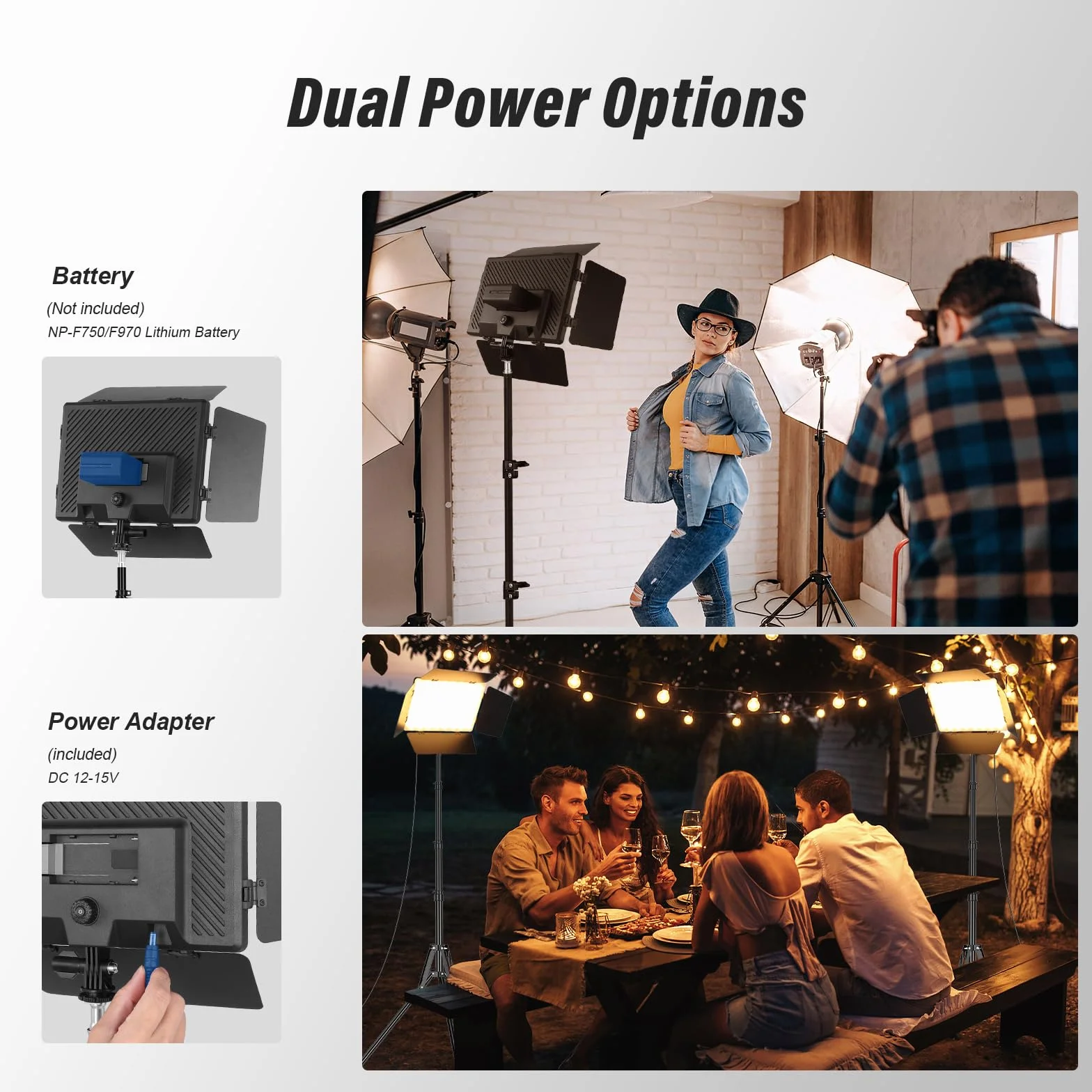 Zestaw dwóch paneli LED do oświetlenia wideo Soonpho z bramą szopową, możliwość ściemniania 2500-6500K, 20W, do fotografii, oświetlenie studyjne z statywem i uchwytem na telefon do wideo, YouTube