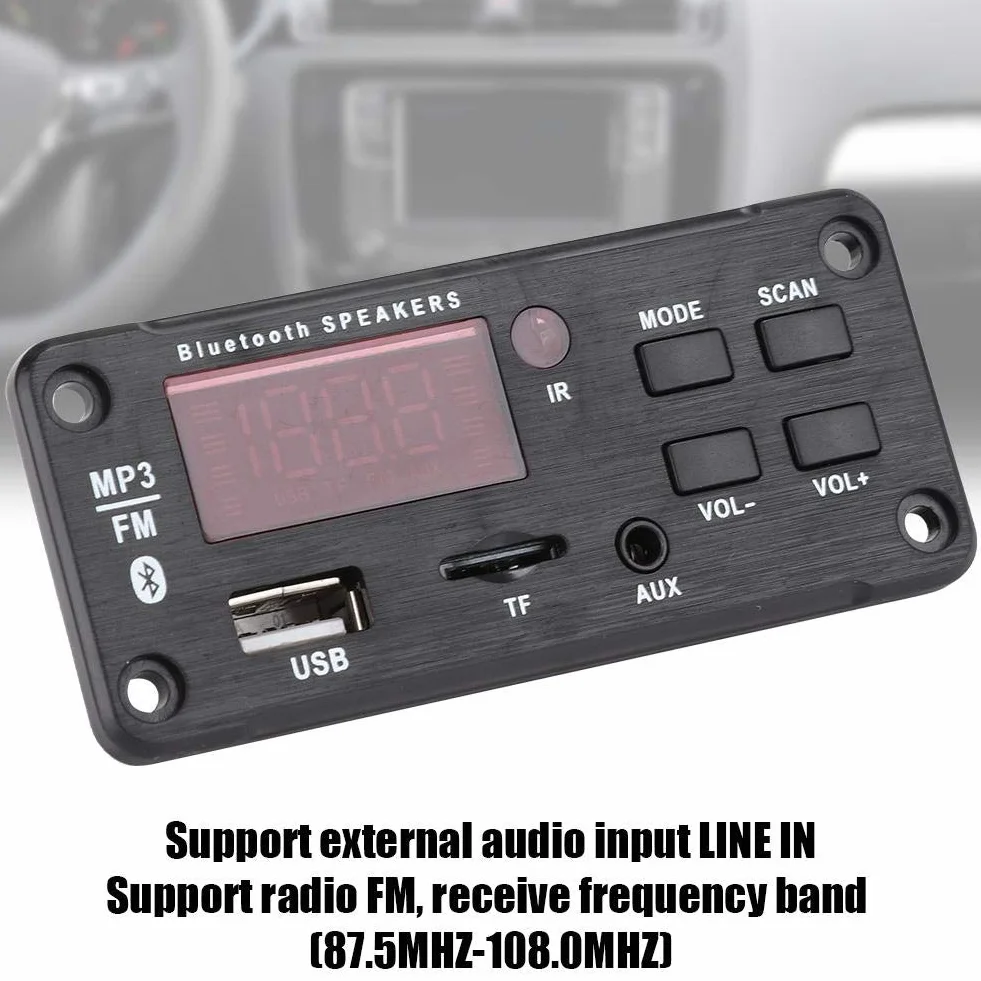 Dekoder USB MP3 Car Audio Bluetooth Karta dekodera MP3 Bluetooth 5.0 Moduł nagrywania połączeń głośnomówiących Pamięć USB MMA FM wzmacniacz radiowy