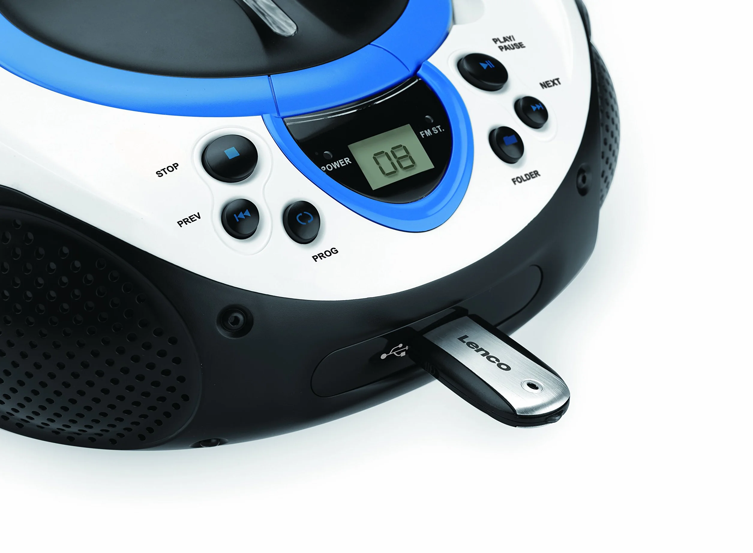 Lenco Dziecięce radio CD SCD-38 przenośne radio FM z odtwarzaczem CD/MP3 i USB w kolorze niebieskim