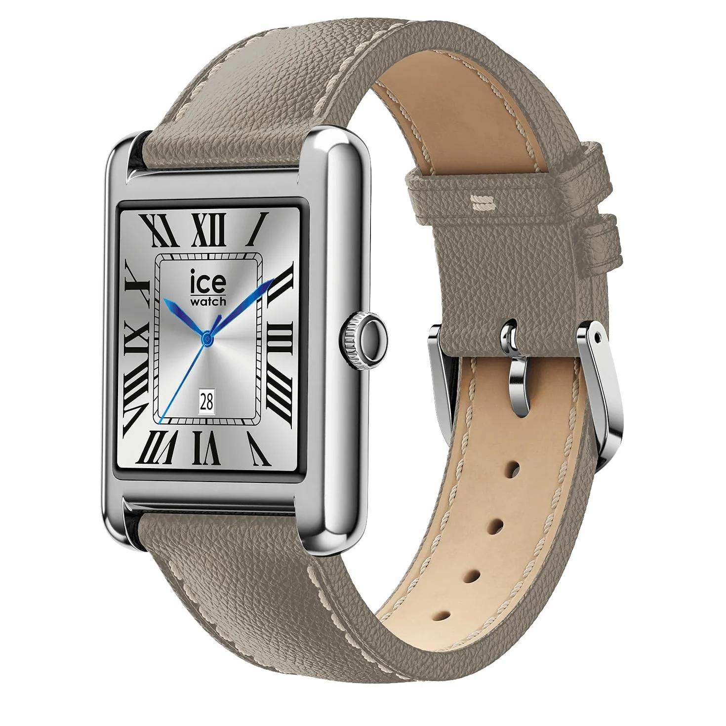 Ice-Watch - ICE smart TKS 2.0 Silver Grey grain - Srebrny smartwatch dla kobiet z skórzanym paskiem - 025621 (1,41 cala / 32 mm) - Smartwatch, monitorowanie aktywności fizycznej i zdrowia