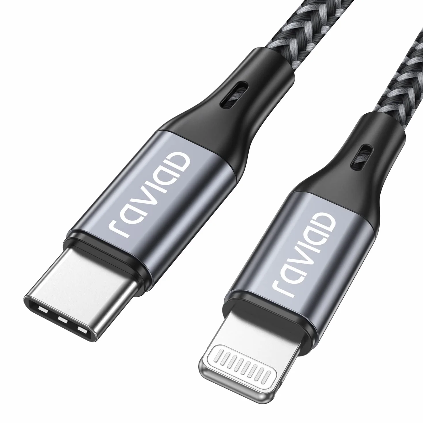 RAVIAD Kabel ze złączem USB typu C na Lightning, 2 m, certyfikat MFi, Power Delivery, nylonowy oplot, do ładowania iPhone’a 13 / 13 Pro / 13 Pro Max / 13 Mini / 12 / 12 Pro Max / 12 Mini / 11 Pro