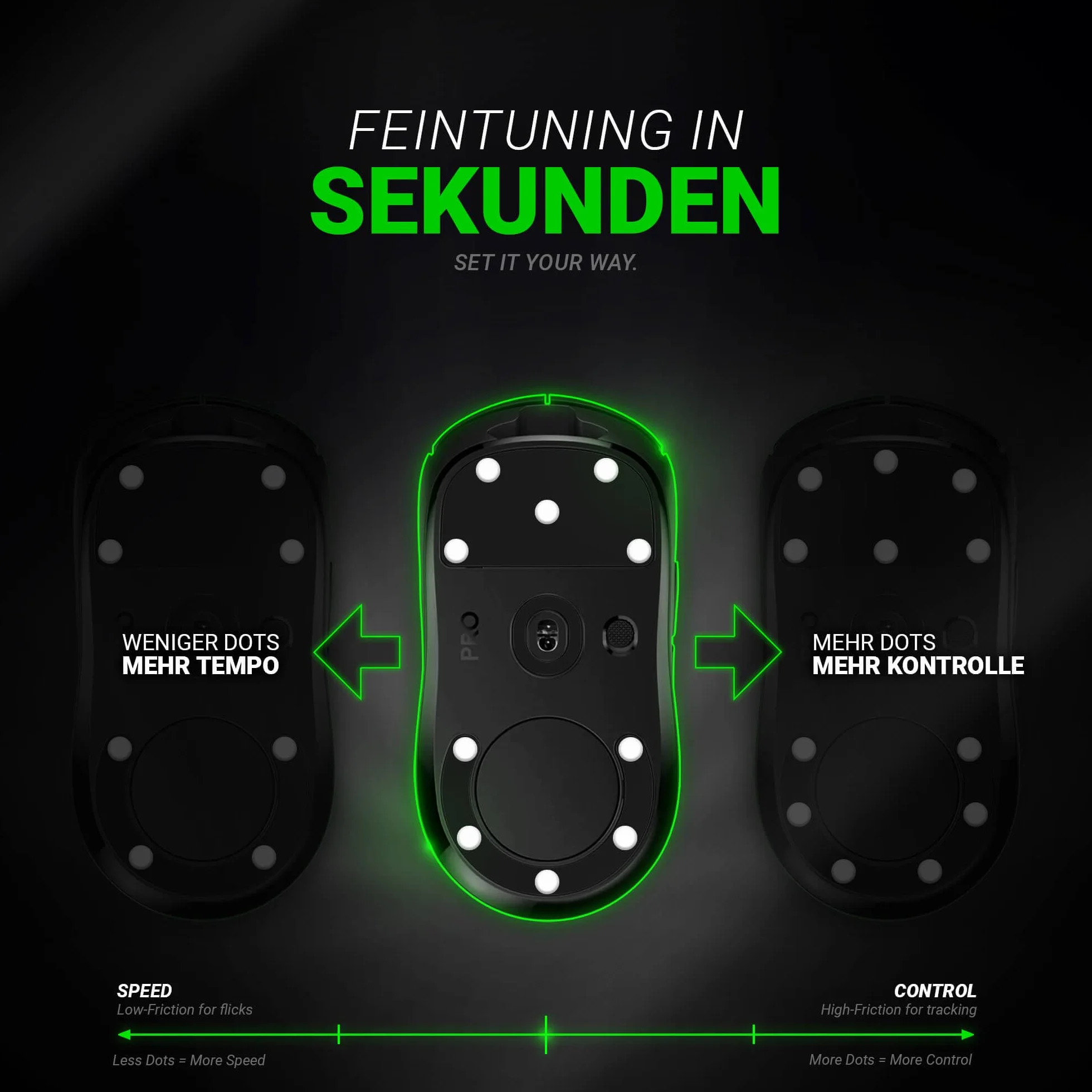 SensoryBoost ADS (d) Dot Skates (UPE) Uniwersalne nóżki pod mysz do równowagi między prędkością a kontrolą podkładki pod mysz z tkaniny i szkła (40 sztuk Ø 6,5 mm) zaokrąglone, ciche i bardzo