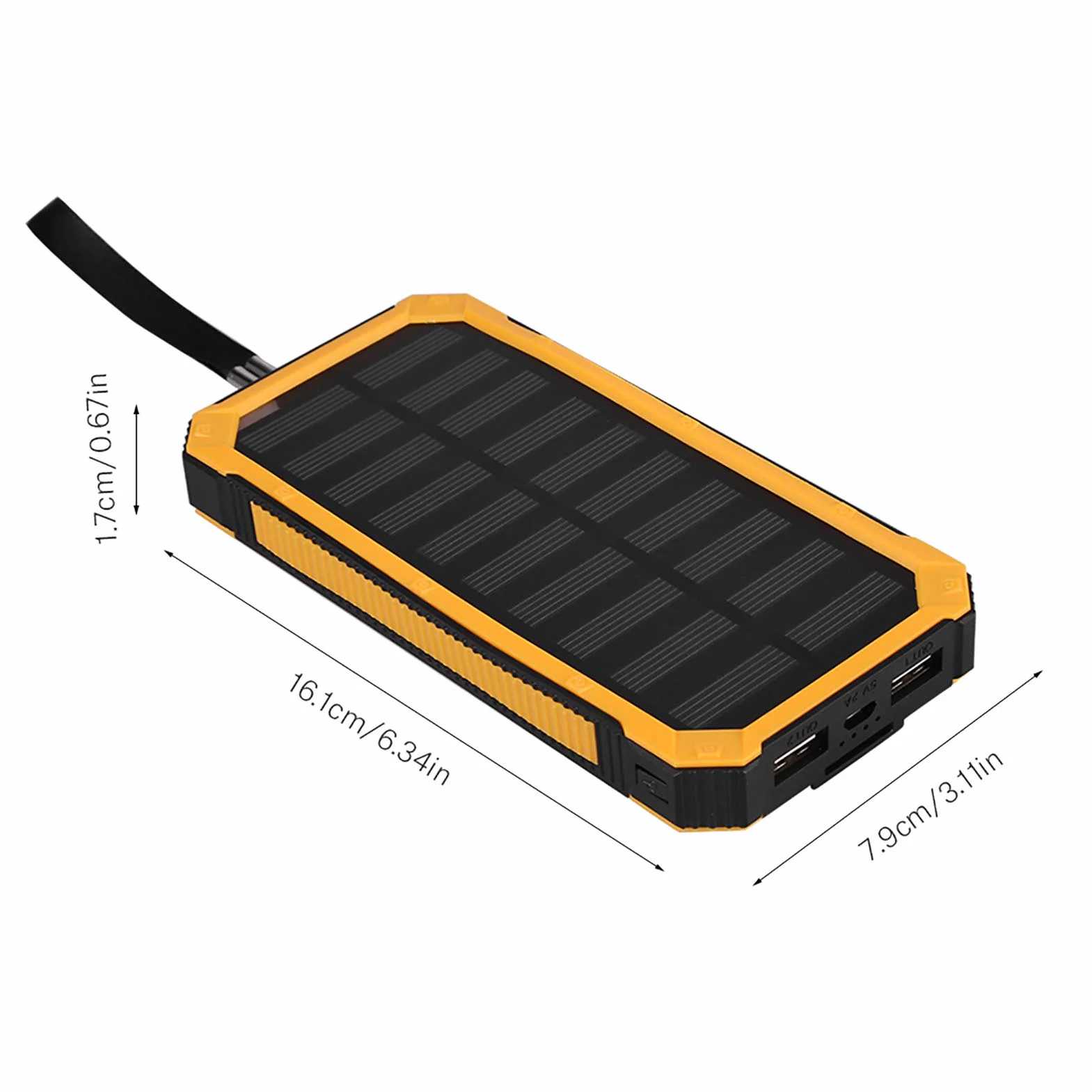Solar Charger Power Bank, 20000mAh Szybkie ładowanie Dual USB Solar Mobile Power Bank Case DIY Kit dla Podróży Kemping Aktywności na świeżym Powietrzu Gear Zestaw Awaryjny(Żółty)