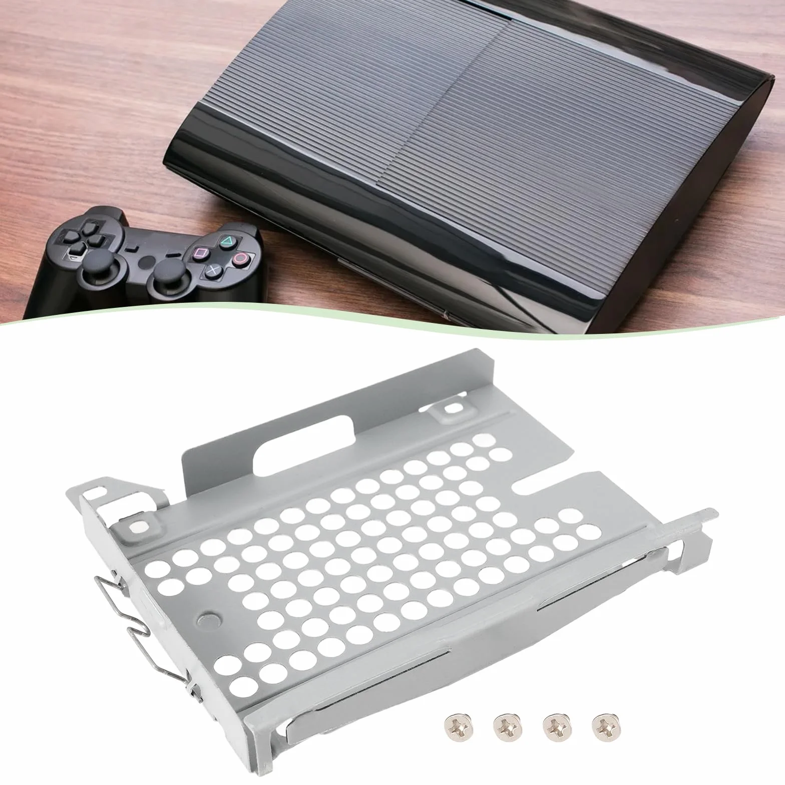 ECSiNG 1 szt. Zestaw wsporników montażowych do dysku twardego, uchwyt na tacę do montażu HDD, ze śrubami, kompatybilny z PlayStation3 SLIM, kompatybilny z PS3 SLIM