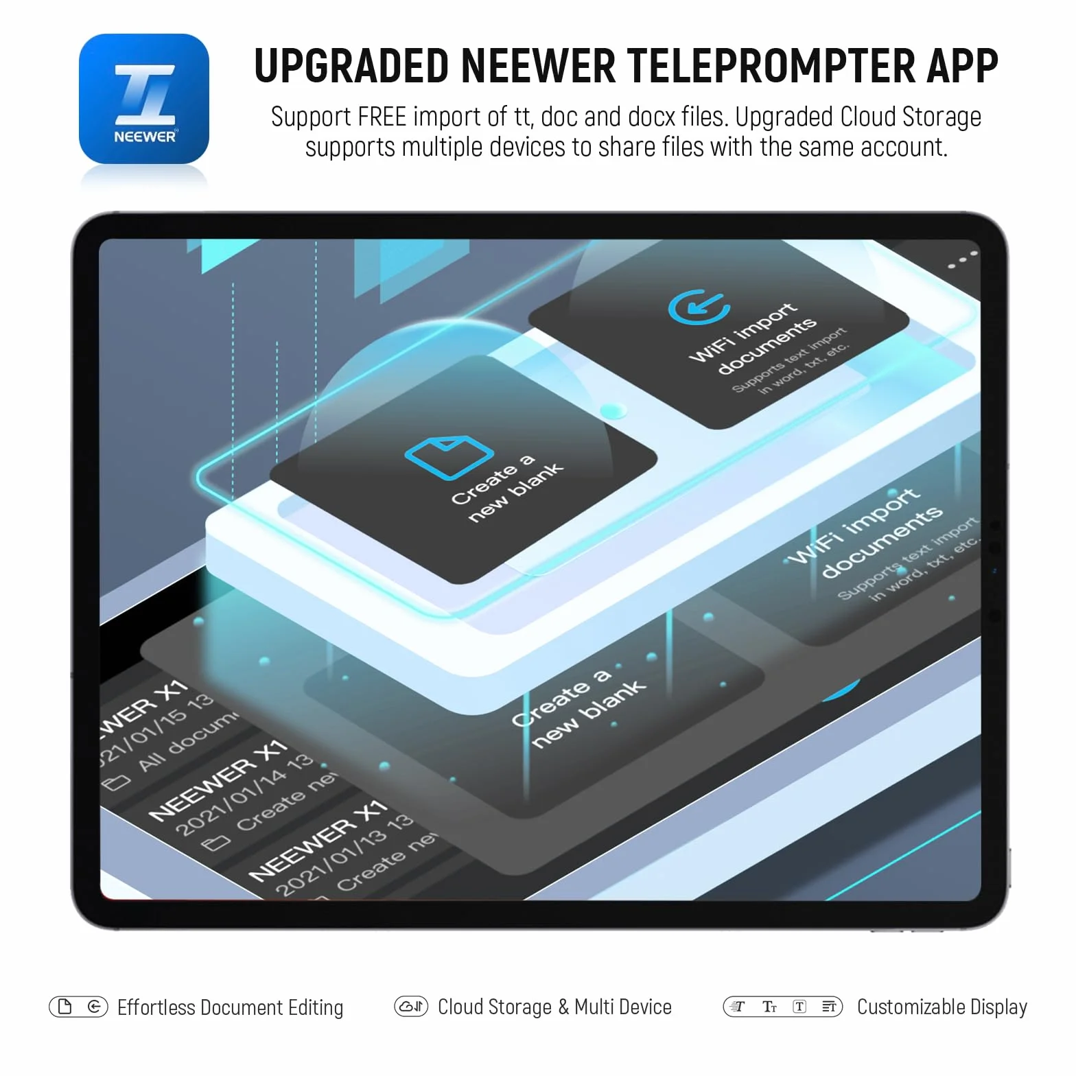 Neewer RT113 zdalna aplikacja teleprompter, ulepszona o bezpośrednie połączenie Bluetooth i cichy przycisk, kompatybilna ze smartfonami i tabletami z systemem iOS Android do X17 II/X16/X12/X14 itp