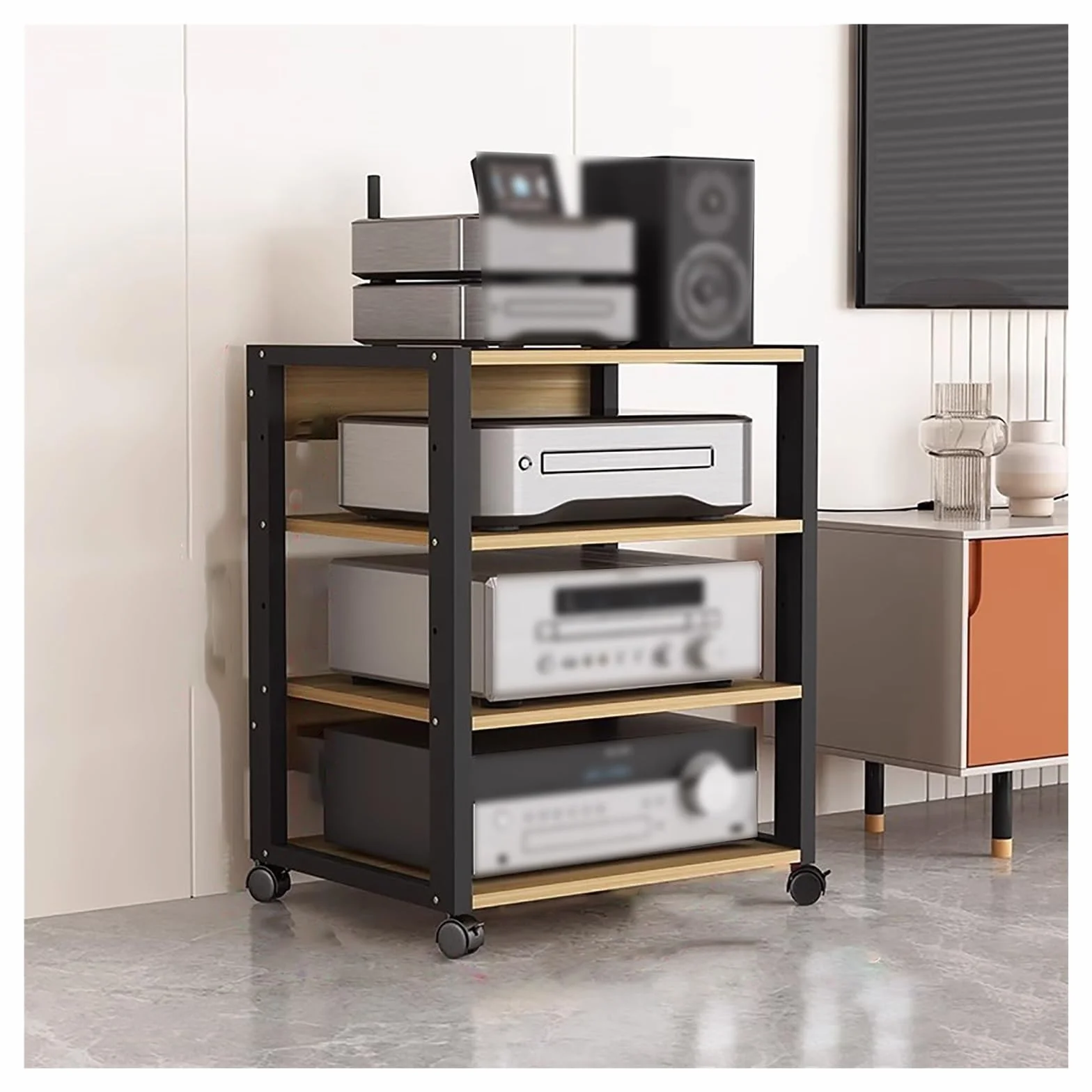 3-poziomowy stojak HiFi na audio i wideo, narożny stojak na multimedia, odbiornik stereo, jednostka do przechowywania do domowego biura, kina, salonu, sprzętu do gier i odtwarzacza CD