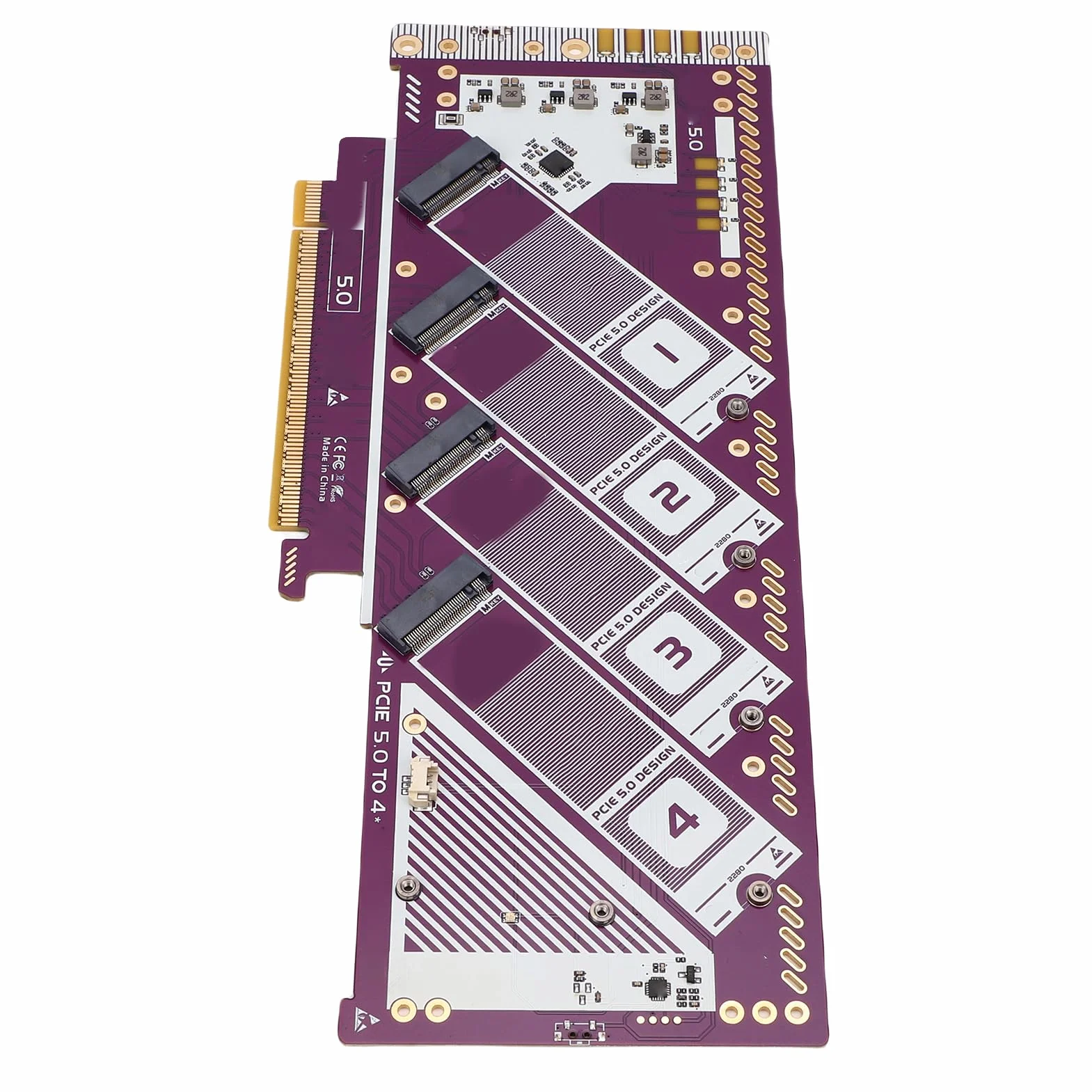 Karta Adaptera PCIe 5.0 NVMe M.2, Pozłacana Płytka PCB X16 na kartę rozszerzeń NVMe, do 512 Gb/s, Plug and Play do Gier Komputerowych Edycja Wideo na Komputerze OS X