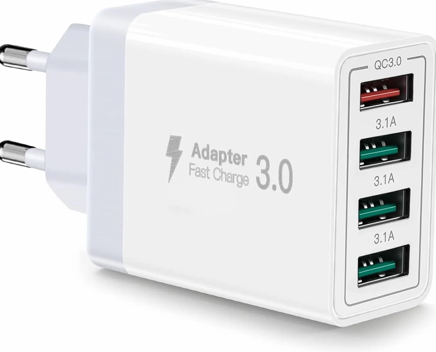 Ładowarka USB 4-portowa 33 W Smart QC 3.0, kompatybilna z iPhone 11/12/13/14/15/16/SE/XS/XR/iPad/Samsung Galaxy S21/S22/S23/S24