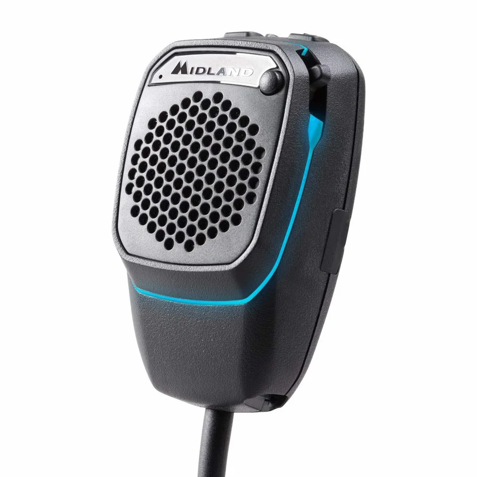 Midland - Mikrofon Bluetooth Dual Mike do radia CB, przedwzmacniacz 4-pinowy, połączenie CB i smartfon, podwójny PTT, wbudowany głośnik, DSP dla jakości głosu, kompatybilny z aplikacją CBTal