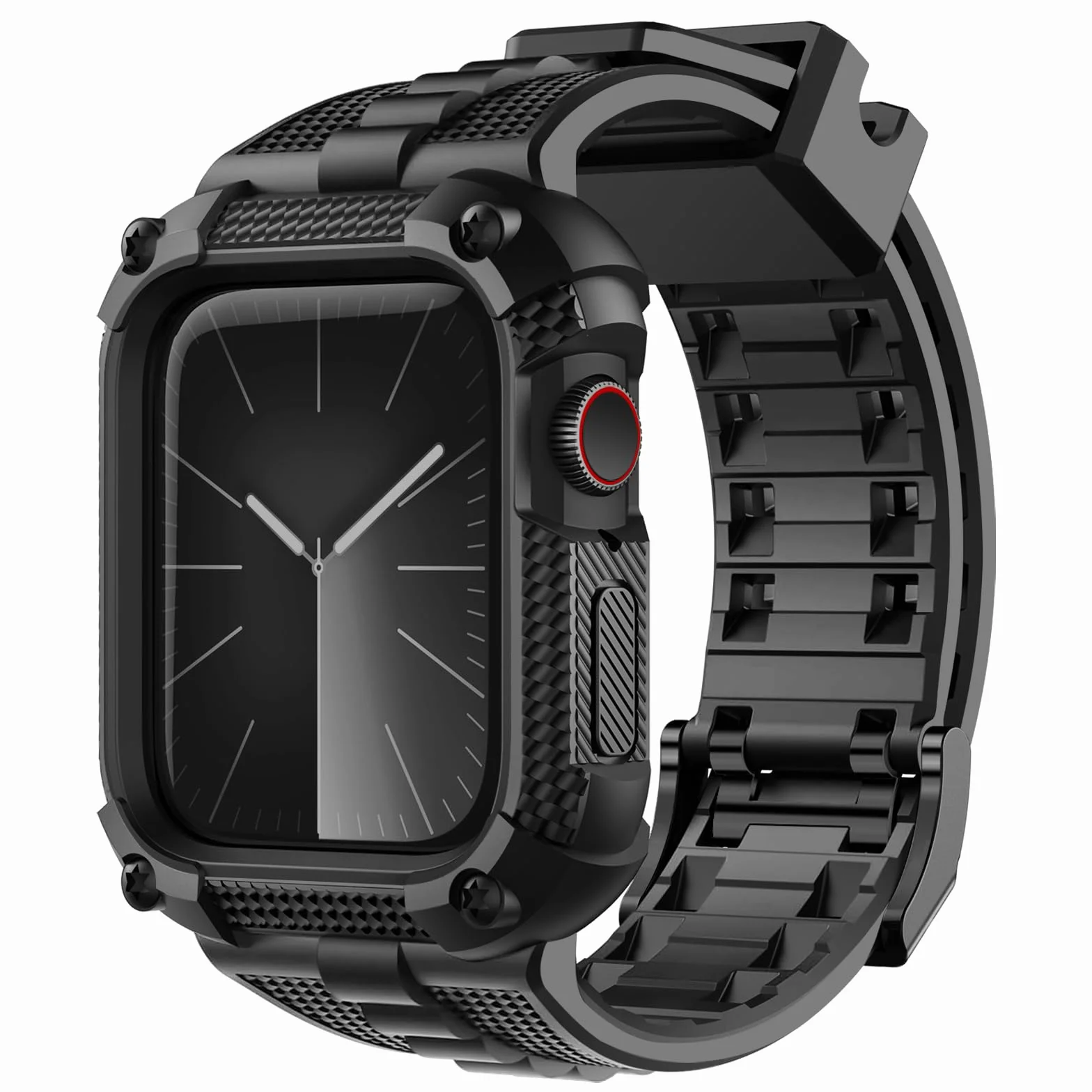 Fullmosa Pasek z etui ochronnym, kompatybilny z Apple Watch SE 45 mm, 44 mm, 42 mm, 41 mm, 40 mm, 38 mm, Series SE Ultra 2, 9, 8, 7, 6, 5, 4, 3, 2, 1, wytrzymały sportowy pasek z folią ochronną na