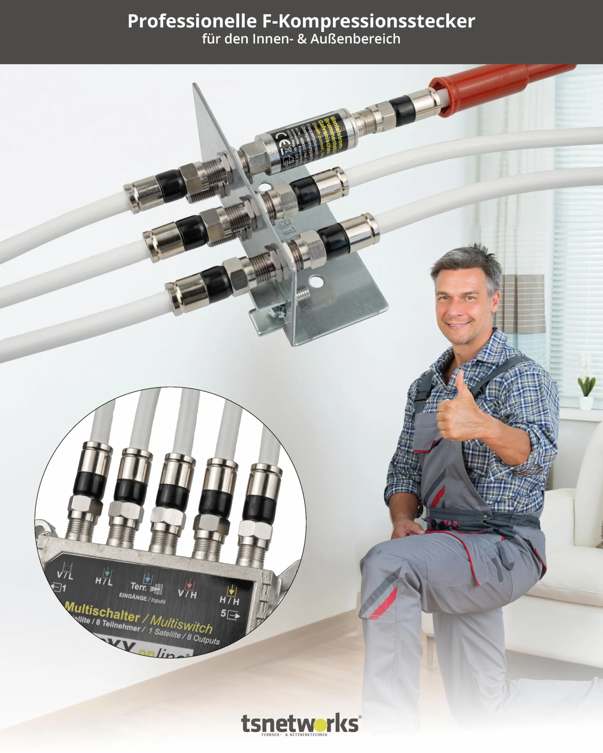 F Wtyczka do kabla koncentrycznego 6,8-7,4 mm RG 6 kompresyjna