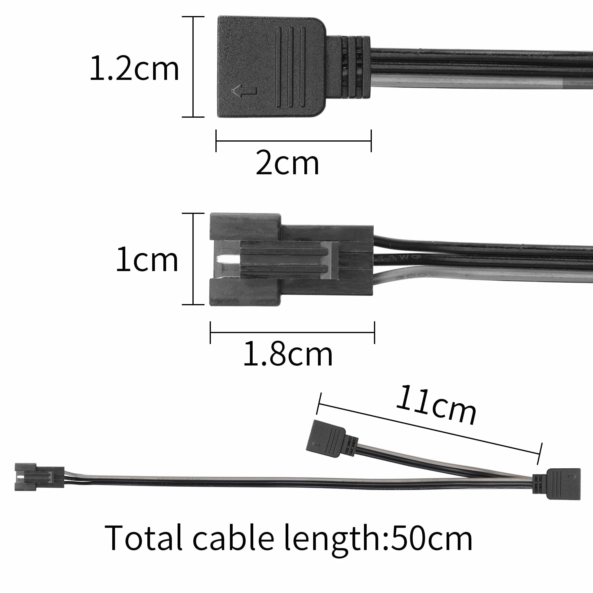 YACSEJAO 3-pinowy kabelfor MSI Mystic Light i Gigabyte RGB Fusion Connect do dowolnego złącza 1,6 FT/50 cm, RGB