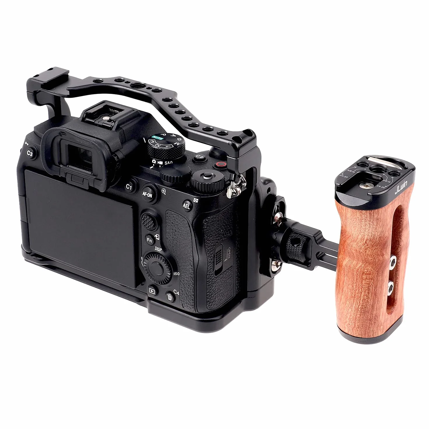 FOTGA Drewniany mini uchwyt boczny lewy/prawy uchwyt z uchwytem 1/4"-20 i 3/8"-16 & Cold Shoe Mount Universal do lustrzanek bezlusterkowych klatki na aparat Rig Video Light (wersja Quick Releae)