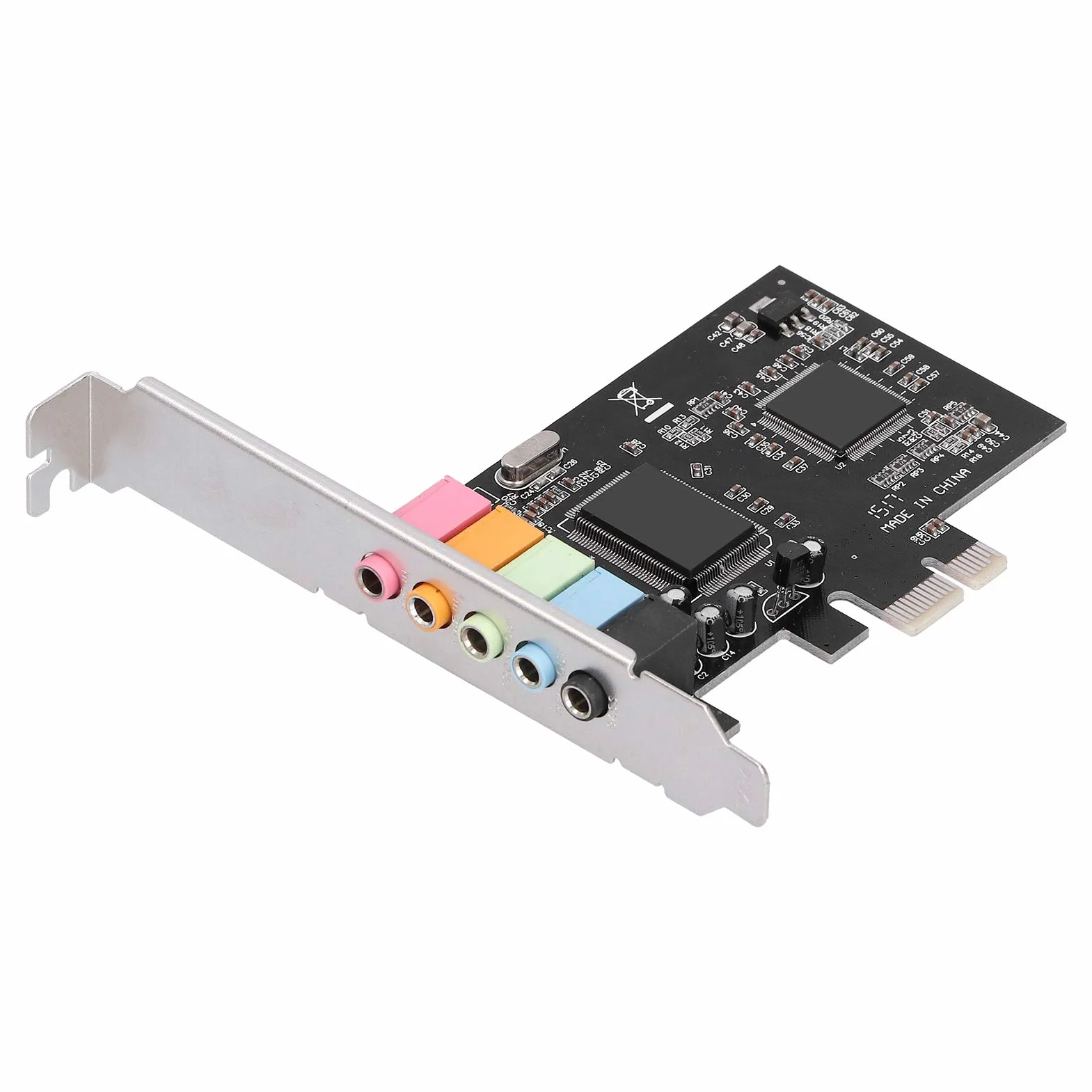 5.1-kanałowa karta dźwiękowa PCI-Express z pełnym dupleksem, karta dźwiękowa stereo z chipem CMI8738, do systemu na komputer stacjonarny, komputer do kina domowego, duże gry 3D