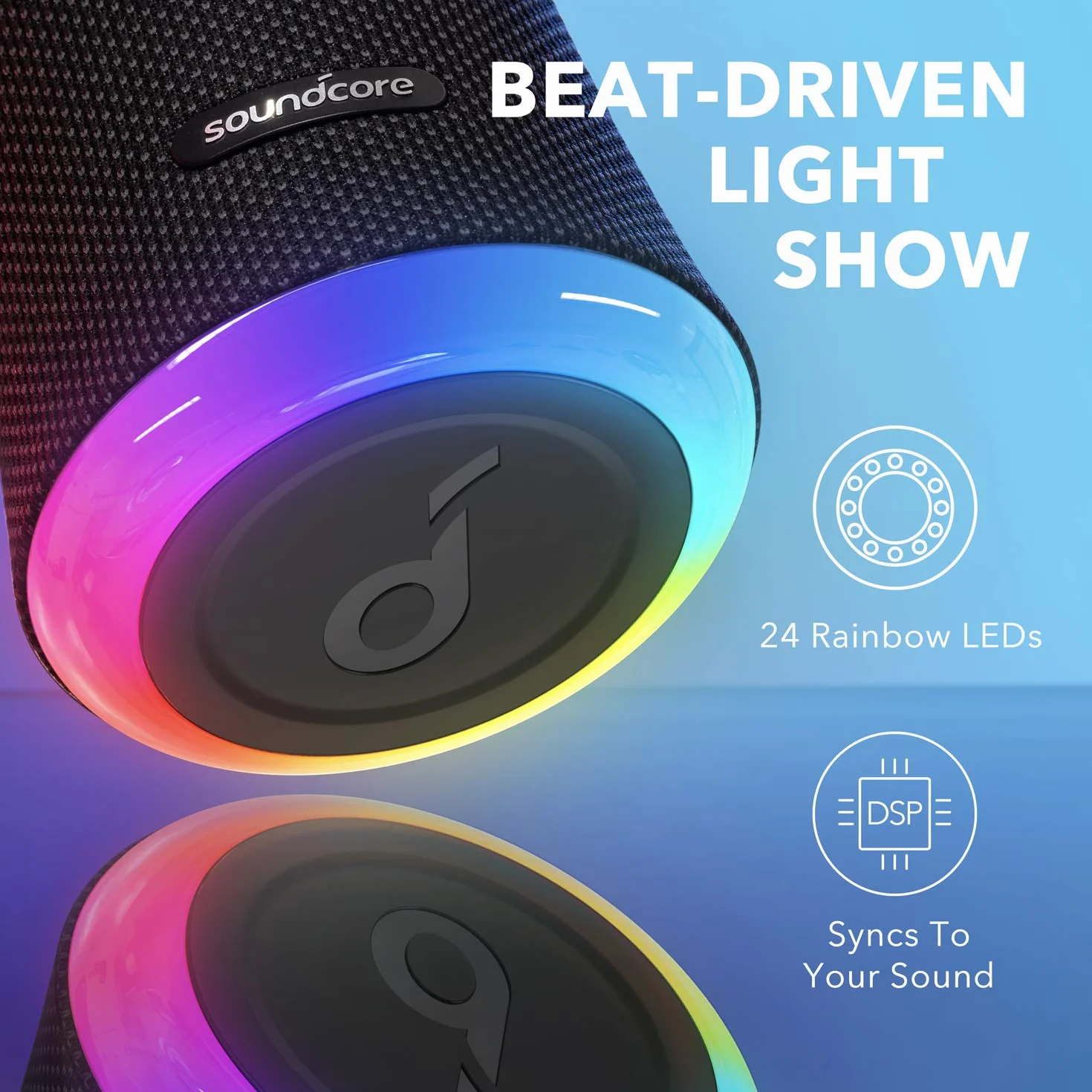 soundcore Anker Flare 2 głośnik Bluetooth, z ochroną przed wodą IPX7, dźwięk 360°, do użytku na zewnątrz, do ogrodu, na plażę, urlop, z funkcją PartyCast, regulacją EQ i 12 godzin pracy baterii