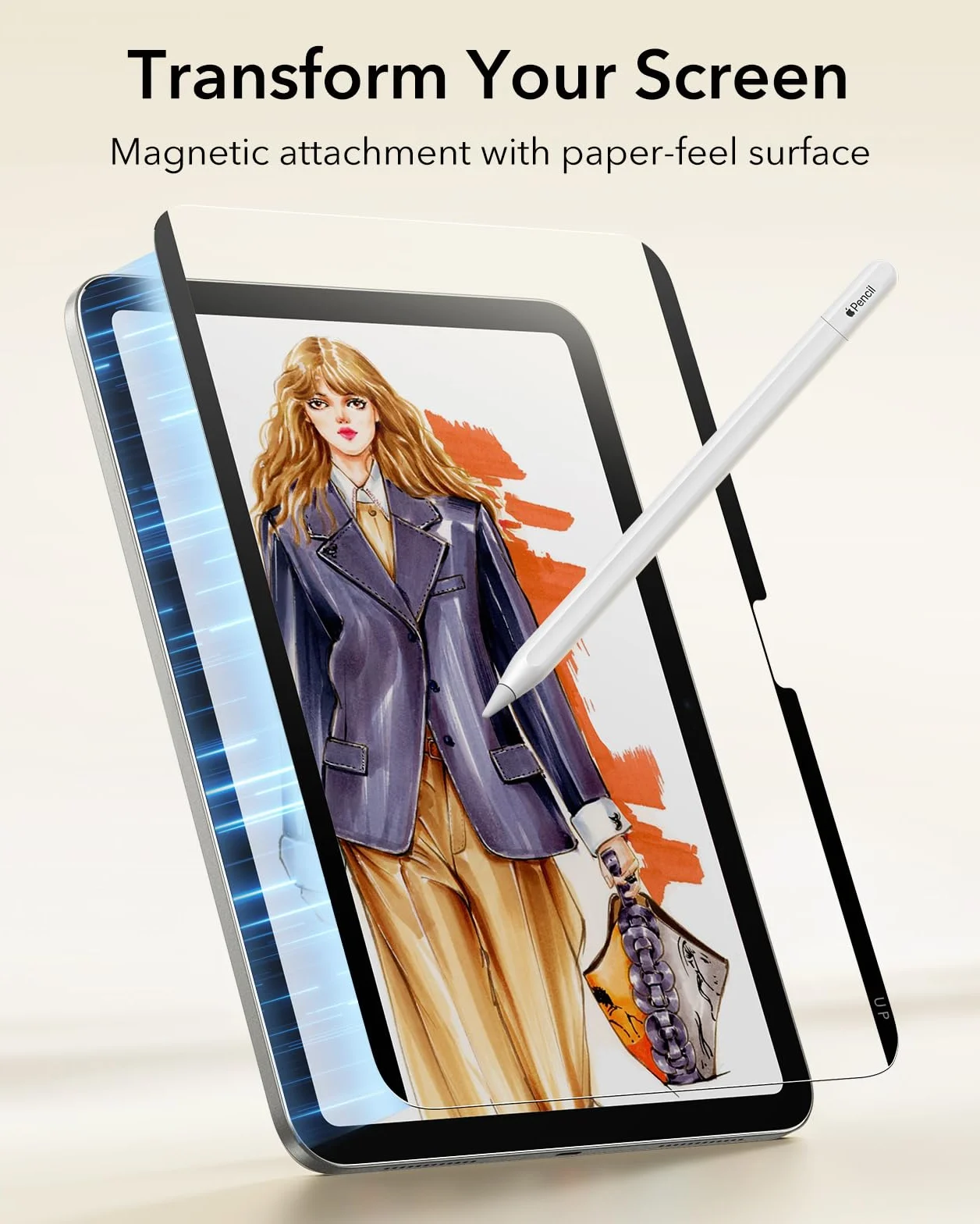 ESR Paper-Feel magnetyczna osłona ekranu do iPada Air 33.0 cm M3/M2 (7./6. generacji, 2025/2024), pisz i rysuj jak na papierze, zdejmowana i wielokrotnego użytku, kompatybilna z folią hartowaną