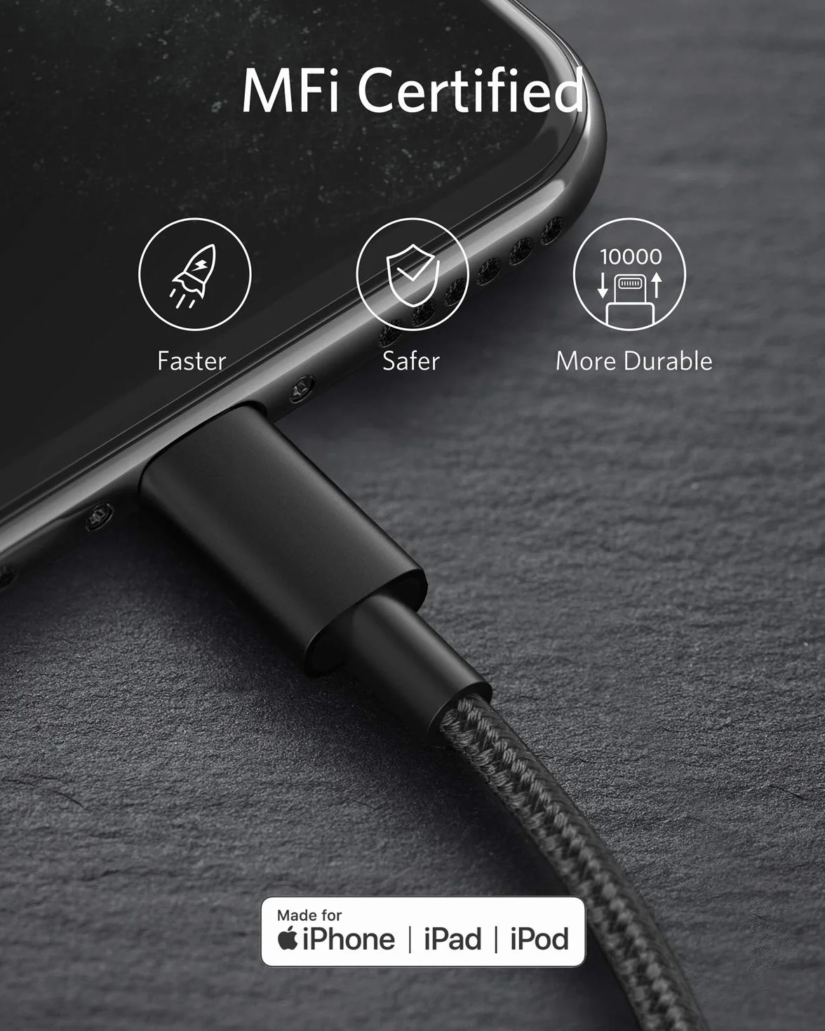 Anker USB C auf Lightning Kabel, New Nylon USB-C auf Lightning Ladekabel, 0.9 Meter lang, MFi-Zertifiziert, für iPhone 16/15 Pro/14/13/12 /AirPods Pro, Unterstützt Power Delivery
