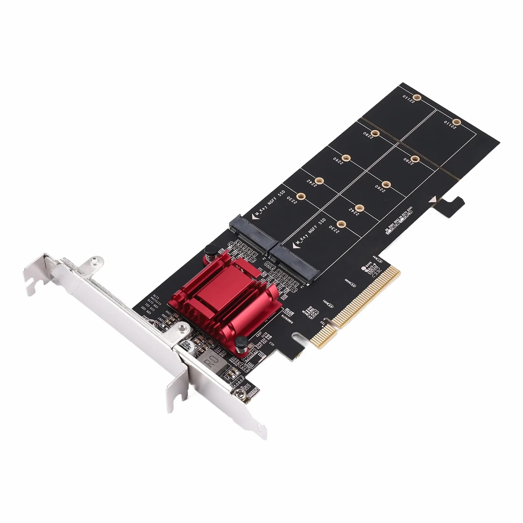 Podwójny adapter NVMe PCI, M.2 NVMe SSD do PCI-E 3.1 X8/X16 obsługa karty M.2 ( M) NVMe SSD 22110/2280/2260/2242