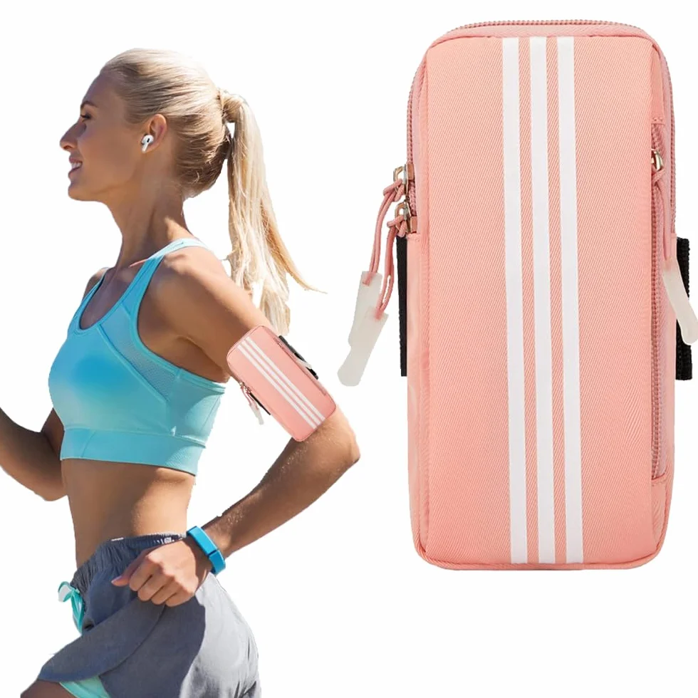 Pokrowiec na telefon komórkowy do biegania, uprawiania sportu, do biegania, biegania, joggingu, fitnessu (różowy)