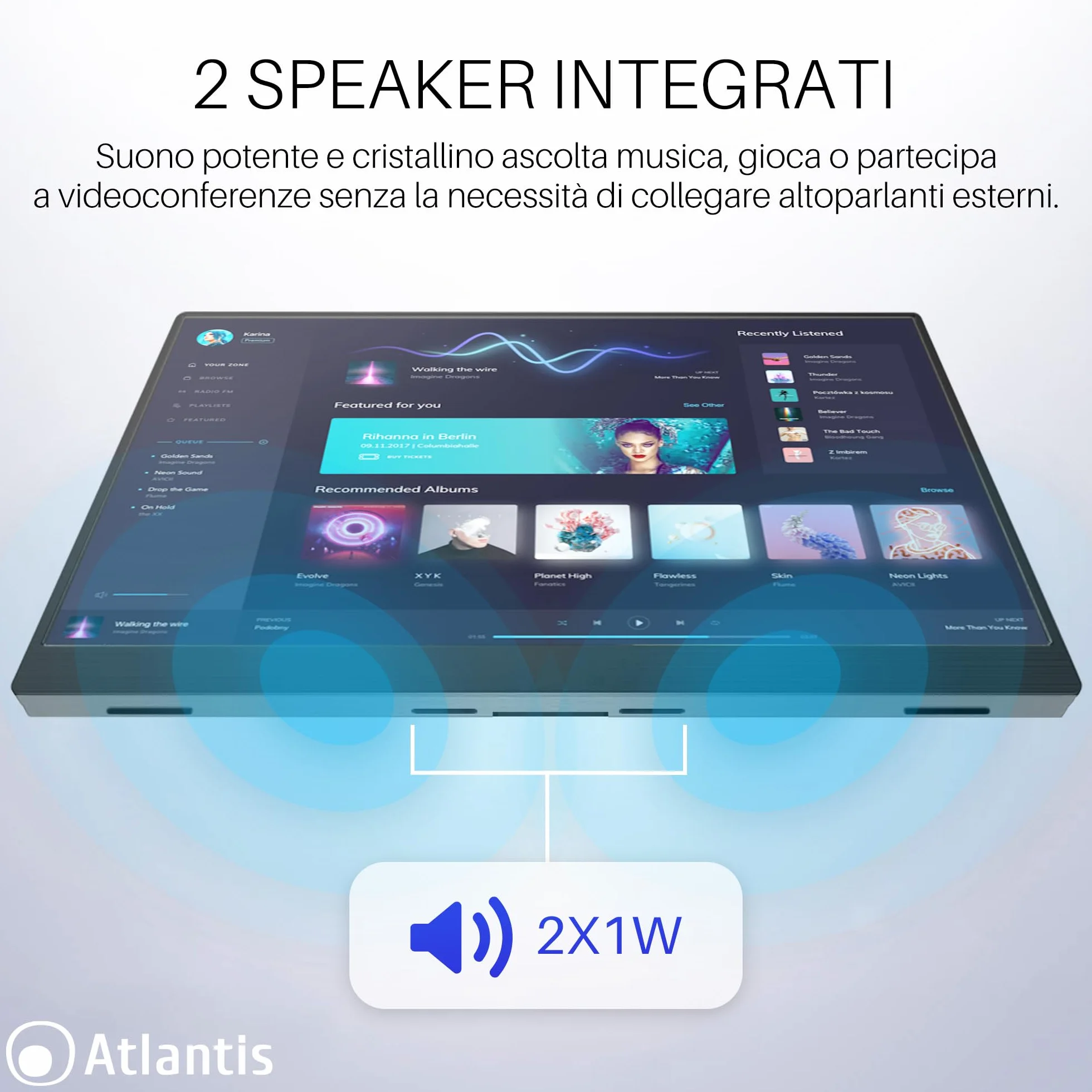 ATLANTIS 16-calowy ekran dotykowy 1080P Full HD 1920 x 1080, HDMI/Type_C, głośnik 2 x 1 W, regulowane nachylenie, ekran IPS, do laptopa/konsoli 170/170, kabel HDMI 1,5