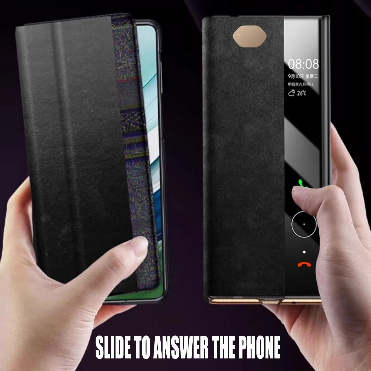 Etui do Huawei Mate XT, prawdziwa skóra, etui na telefon komórkowy, z klapką, magnetyczne, odporne na uderzenia, etui na telefon komórkowy Smart Window (zielone)
