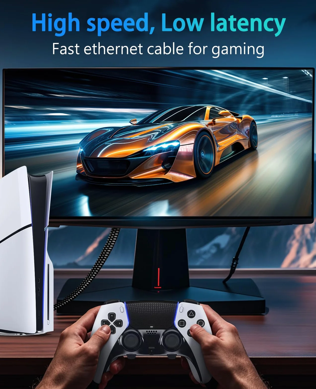 ARISKEEN Cat 8 Kabel Ethernet 15m, szybki płaski pleciony kabel sieciowy 40 GB/s 2000 MHz, Gigabit RJ45 STP ekranowany