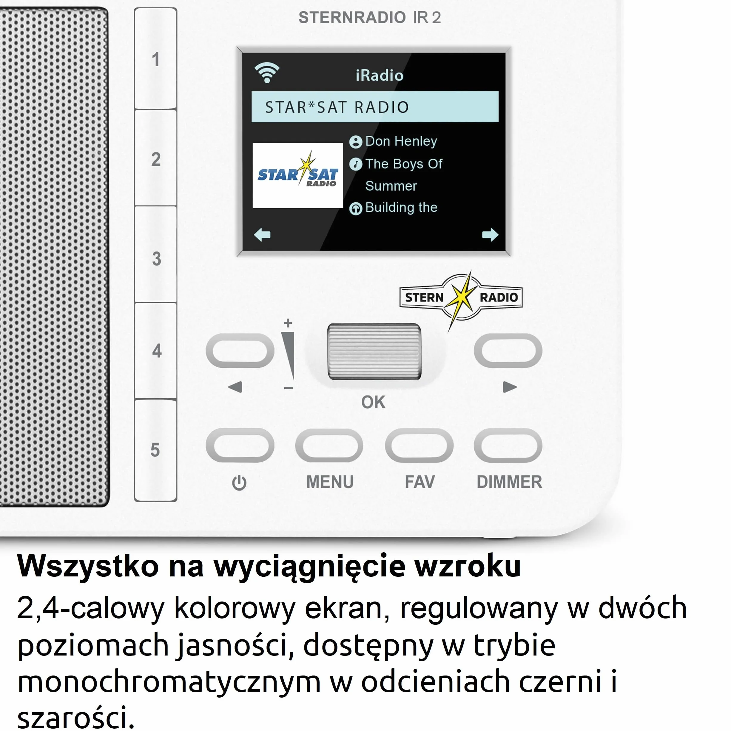 TechniSat STERNRADIO IR 2 - kompaktowe radio internetowe (WiFi, wymienny akumulator, programowalne przyciski, stacje do snu, budzik, timer uśpienia, drzemka, AUX, sterowanie aplikacją) białe