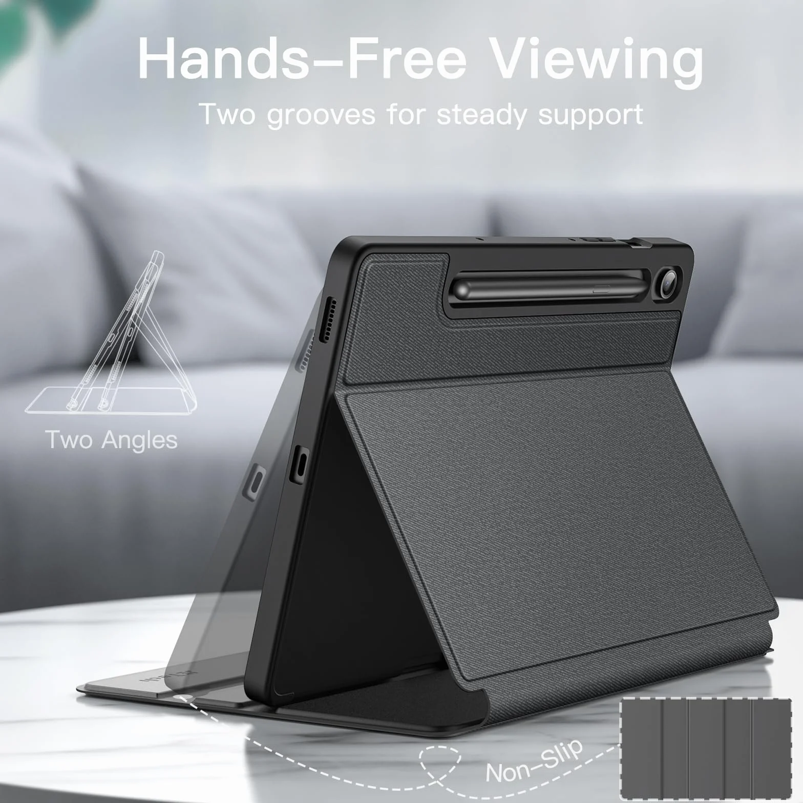 JETech Etui dla Samsung Galaxy Tab S10 Lite / S10 FE / S9 FE 10,9 Cala z S Pen Uchwytem, Slim Folio Stojak Ochronny Tabletu Case, Wiele Kąta Widzenia Oglądanie (Czarny)
