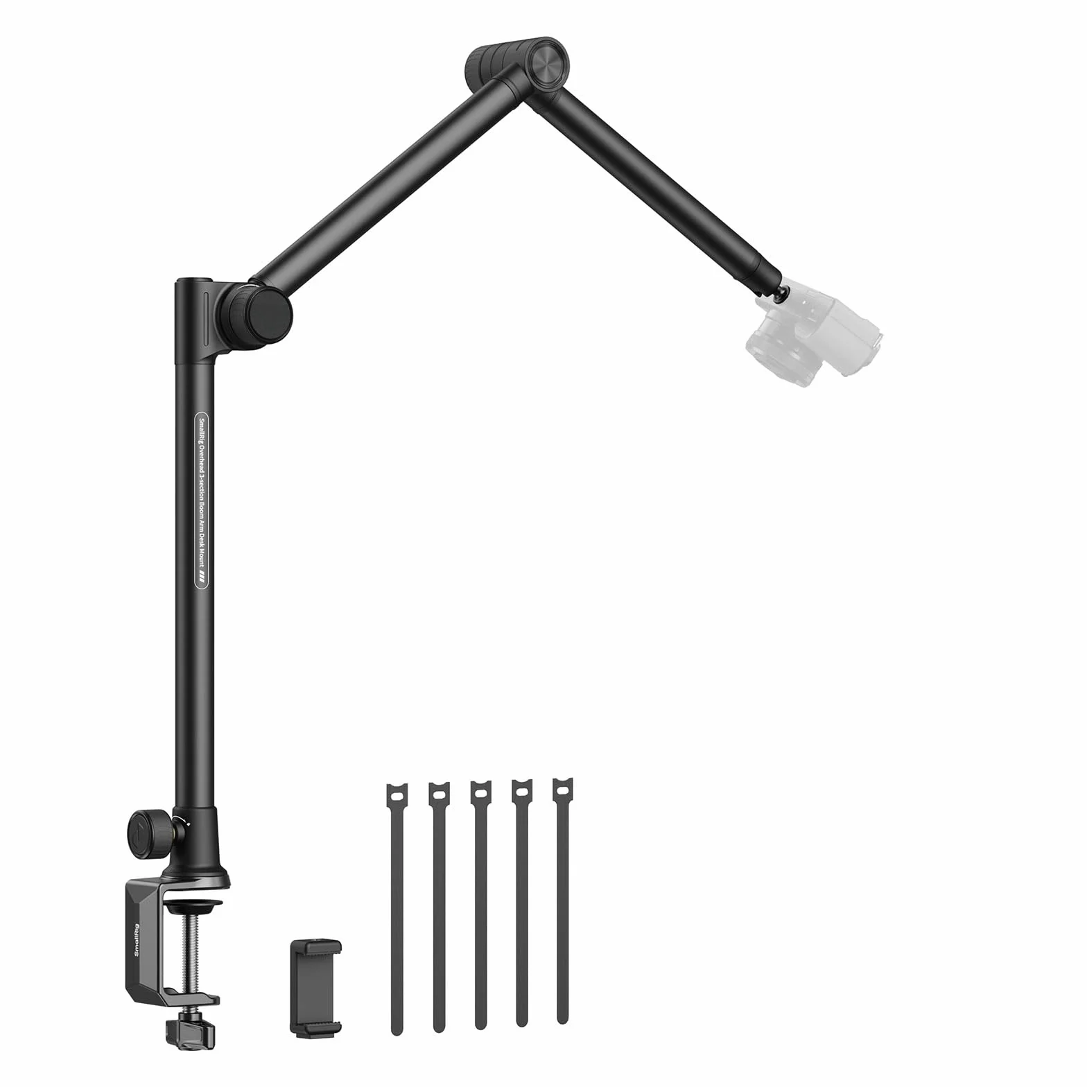 SMALLRIG Overhead 3-Section Desktop Camera Bracket, Tłumiący Uchwyt na Biurko z Głowicą Kulową Obracaną o 360°, Zacisk Stołowy C, Maksymalne Obciążenie do 4,4 Funta / 2kg do Fotografii - 4324