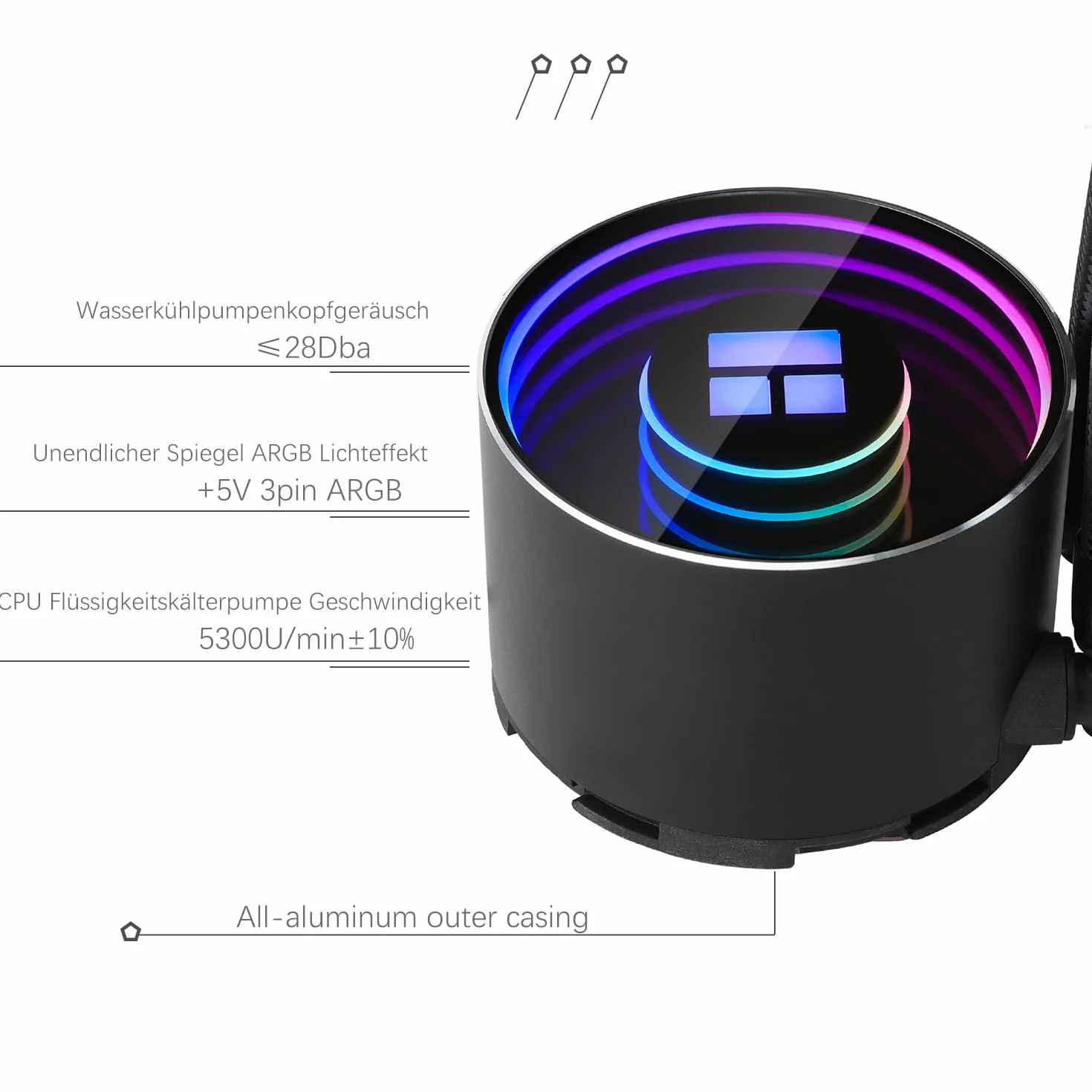 TR-Thermalright Frozen Notte 360 Black ARGB V2, chłodzenie cieczą CPU, efekt nieskończonego lustra, 360 mm AIO, 3 wentylatory PWM 2000 obr./min, dla AM4/AM5, Intel LGA1851/1700/115x/1200/2011 (czarne)
