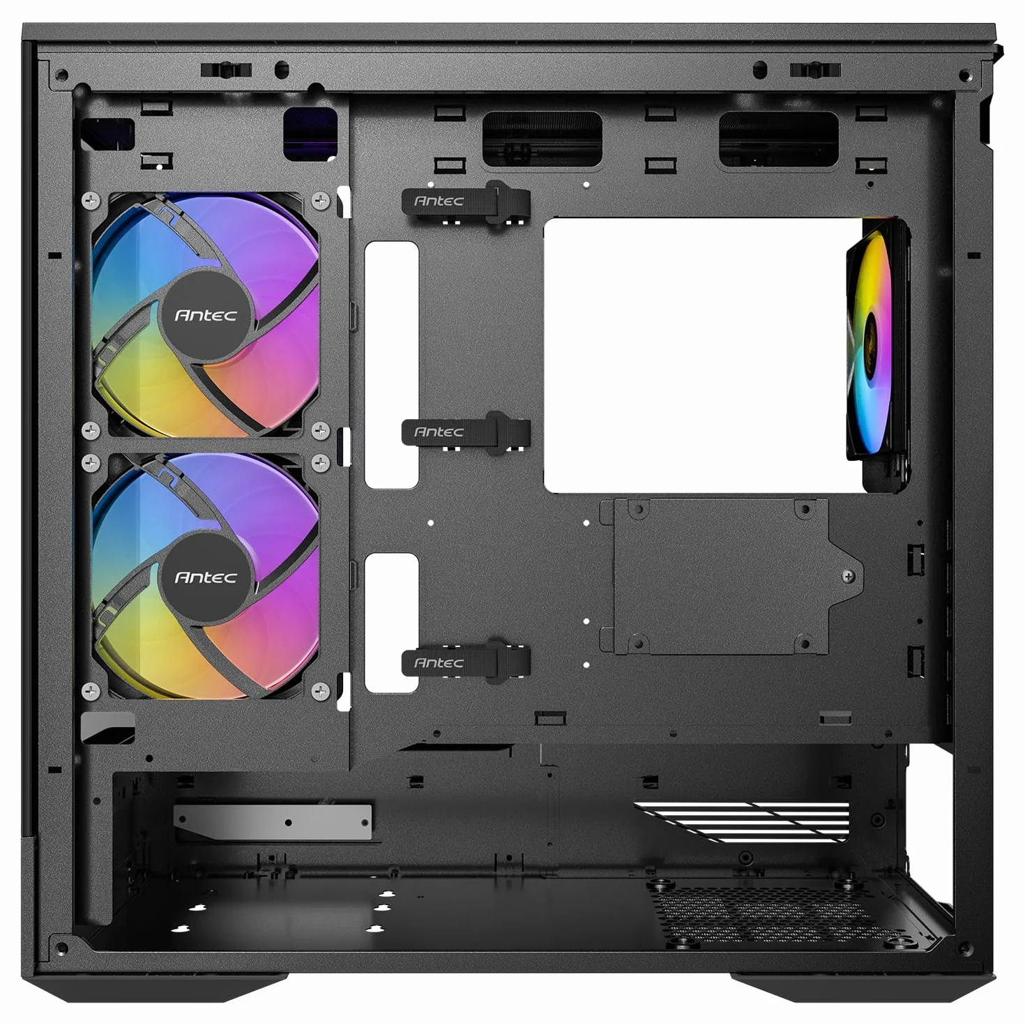 Antec C2M ARGB, kompaktowa obudowa MicroATX, panoramiczne szkło hartowane, wysoki przepływ powietrza, 3 wentylatory PWM ARGB w zestawie, obsługa chłodnicy 360 mm i procesor graficzny 415 mm, typ C 10