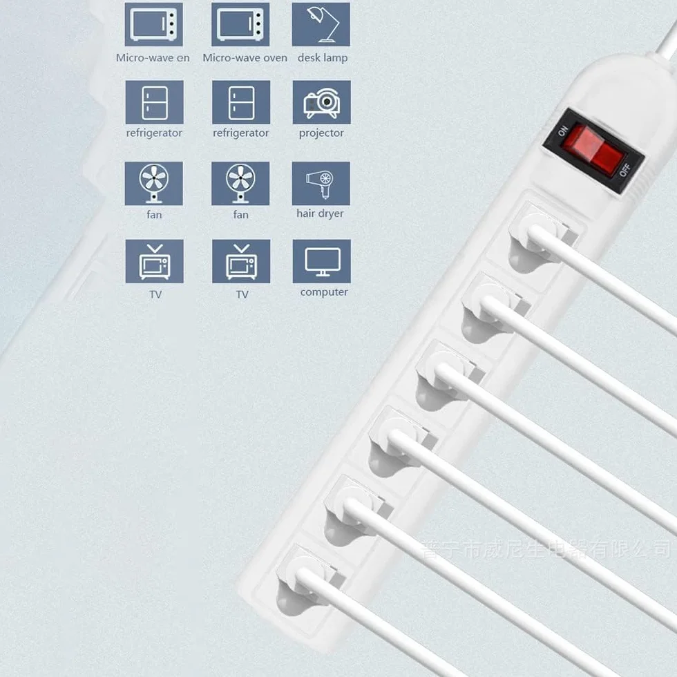 Listwa Zasilająca 6 Gniazdko Amerykańska Wtyczka Adapter Elektryczny Zabezpieczenie Przed Przeciążeniem Gniazda Na Liście Ul Przedłużacz 1,8 M Adapter Podróżny