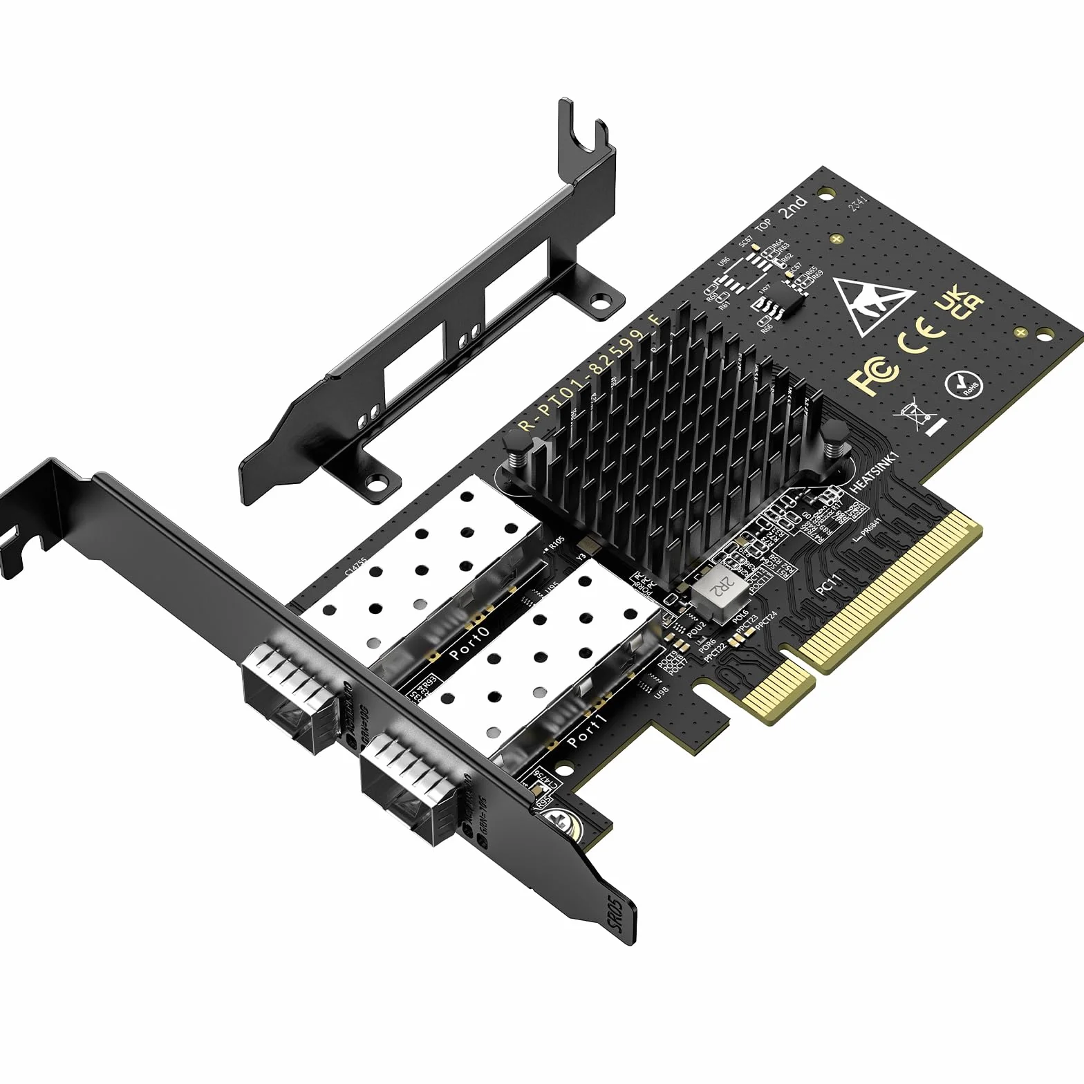 Karta sieciowa 10 Gb SFP+ PCIe z podwójnym portem SFP+ 10 Gbps, Intel 82599(X520-DA2) Chip, VIMIN 10G Ethernet adapter LAN obsługuje Windows 7/8/10/11/Linux/VMware, kompatybilna z PCI Express X8 & X16