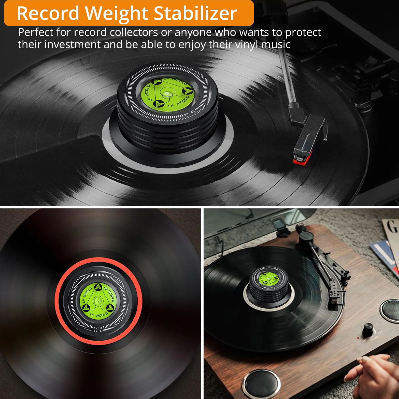 Neoteck stabilizator do gramofonu stabilizator ciężarowy stabilizator płyt gramofonowych stabilizator LP 60Hz 266 g ciężar płyt gramofonowych do gramofonu z płytami winylowymi LP