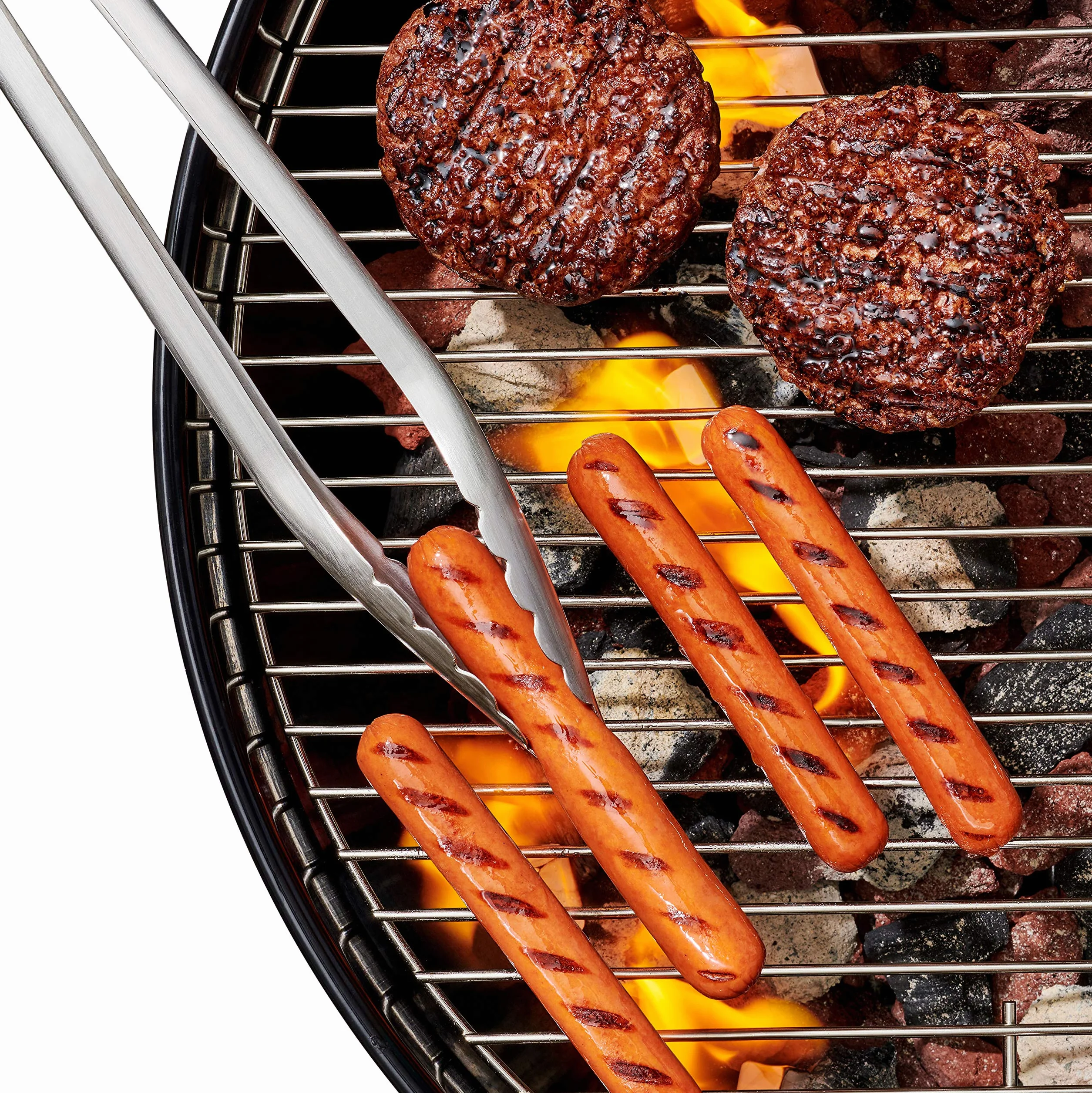 OXO Good Grips długie szczypce do grilla ze stali nierdzewnej z wbudowanym otwieraczem do butelek, 47,5 cm – do kiełbasek, warzyw i innych, czarne
