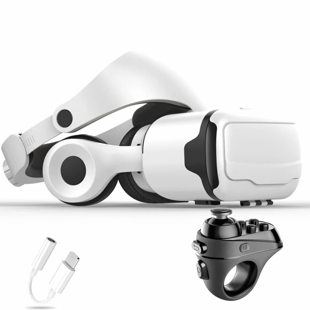 Okulary VR, zestaw słuchawkowy z wirtualnej rzeczywistości, zestawy słuchawkowe VR obsługujące Android i IOS, połączenie Bluetooth do iPhone 13 Pro Max/13 Pro/12/11, do Samsung Galaxy S21, Huawei, Xiaomi