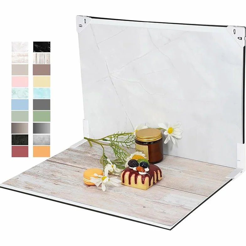 Zestaw desek fotograficznych, 29 x 42 cm, 10 sztuk dwustronnego papieru tła, 20 wzorów do małej fotografii produktu, tło fotograficzne, karton odblaskowy (ciemnobrązowy wzór)