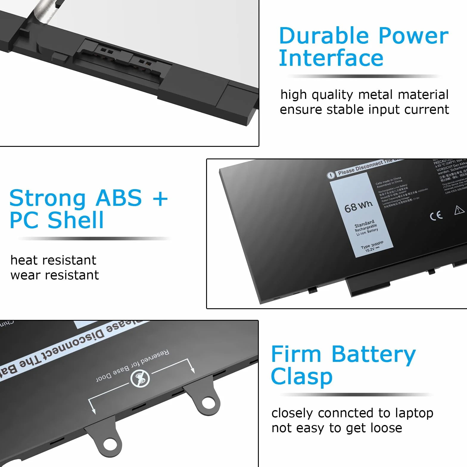 Bateria 3HWPP do laptopa Dell Latitude 5401 5410 5411 5501 5510 5511 Precision 3551 3541 Inspiron 17 7500 7506 2 w 1, Inspiron 7706 2 w 1, czarna 3YNXM 03HWPP 03HWPP 03 3HWPP 1 0X1J N2NLL 1VY7F