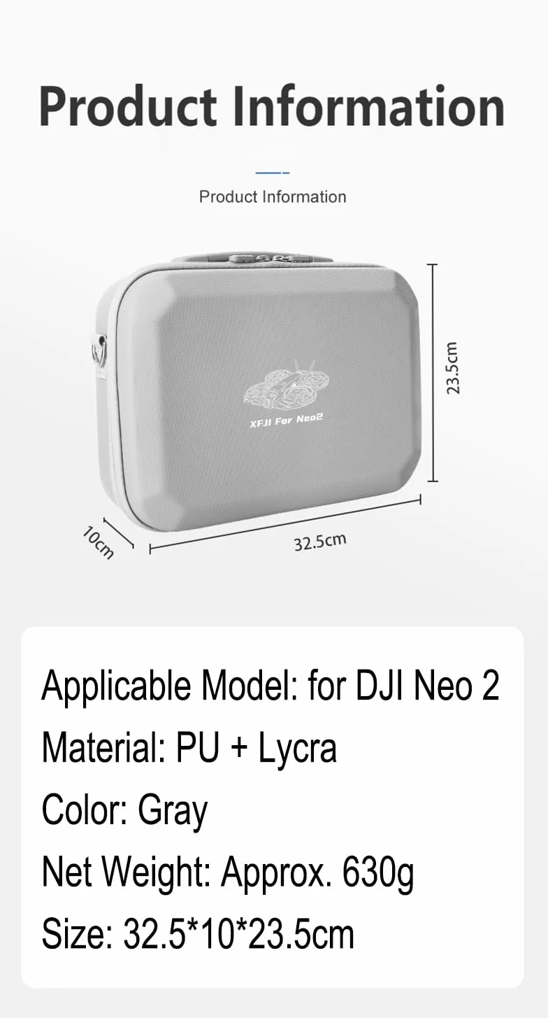 Futerał do DJI Neo 2, przenośna torba ochronna do przechowywania PU do DJI Neo 2 Fly More Combo, sklepy z pilotem zdalnego sterowania RC-N3 i inne akcesoria do dronów