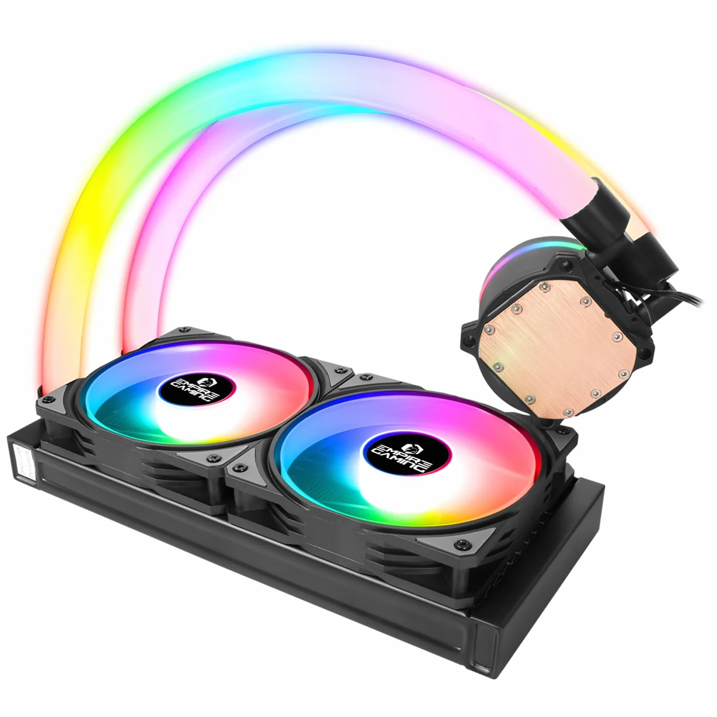 EMPIRE GAMING - Guardian P-W120 Watercooling AIO PC Gamer - ARGB 3-stykowe chłodzenie cieczą 5V - 2x120MM - Intel LGA 1700/1200/115X/1366/2066/2011,AMD AM5/AM4 - Czarny, OE-WA-240B