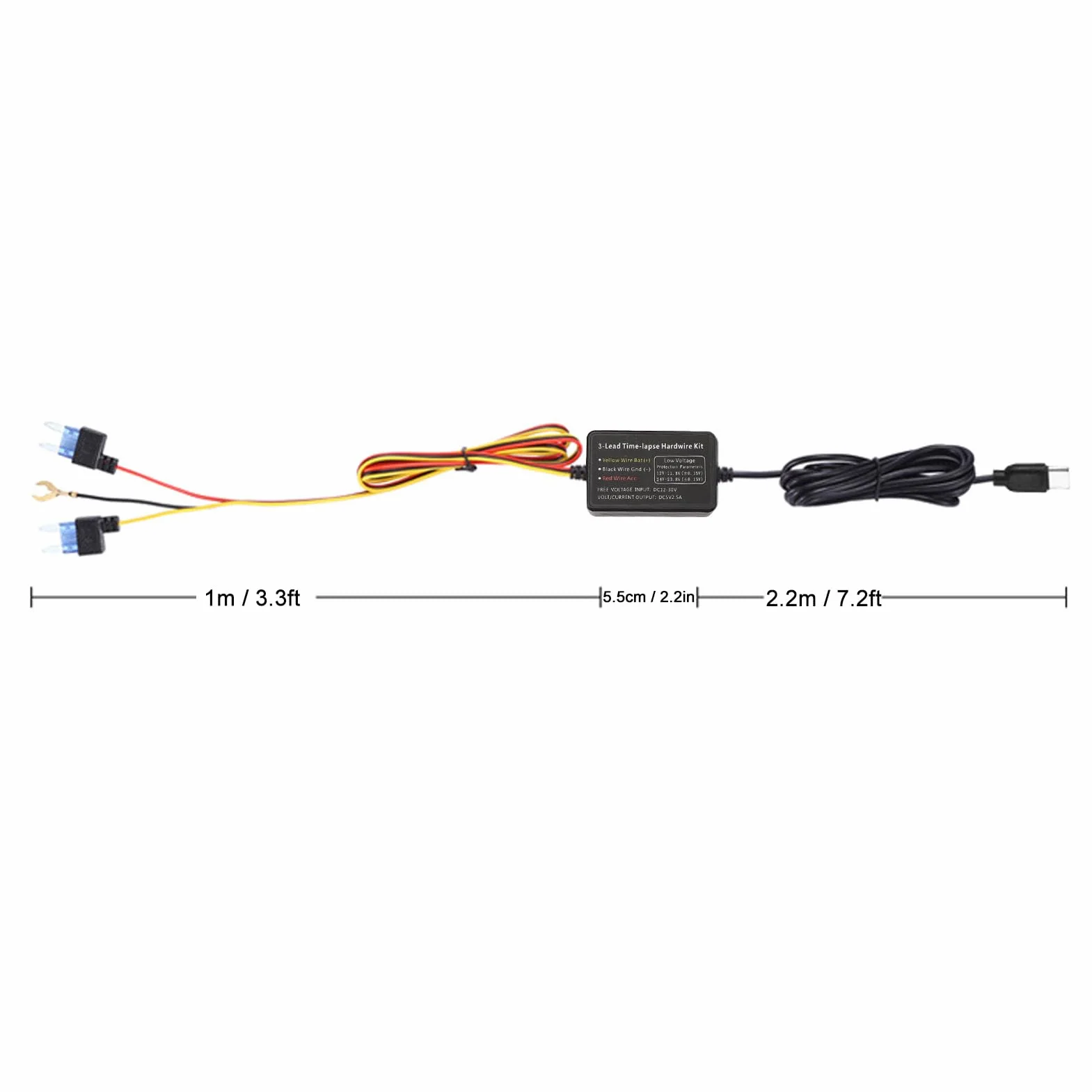 Akozon Zestaw Przewodów Stałych Kamery Typu C. Przewód Zasilający Kamery od 12 V–30 V do 5 Detektory Zasilania GPS