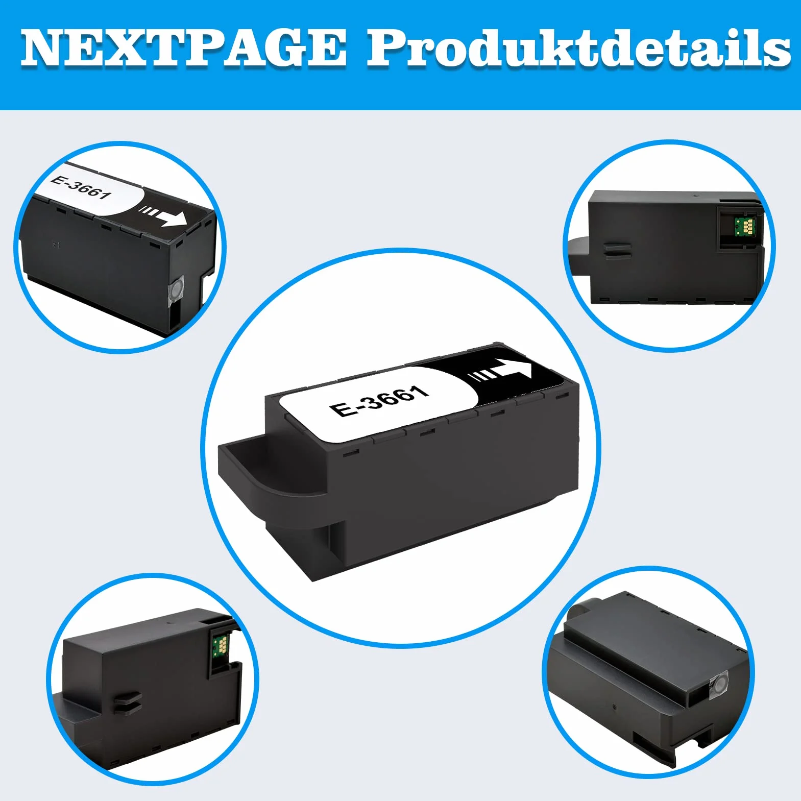 Nextpage T3661 pudełko konserwacyjne C13T366100 kompatybilne z Epson Xp 6000 XP-8500 XP-8505 XP-8600 XP‑8605 XP-15000 XP-6000 XP-6001 XP-6005 XP-6100 XP-6105 XP-97 0 drukarek (T3 661 pudełko