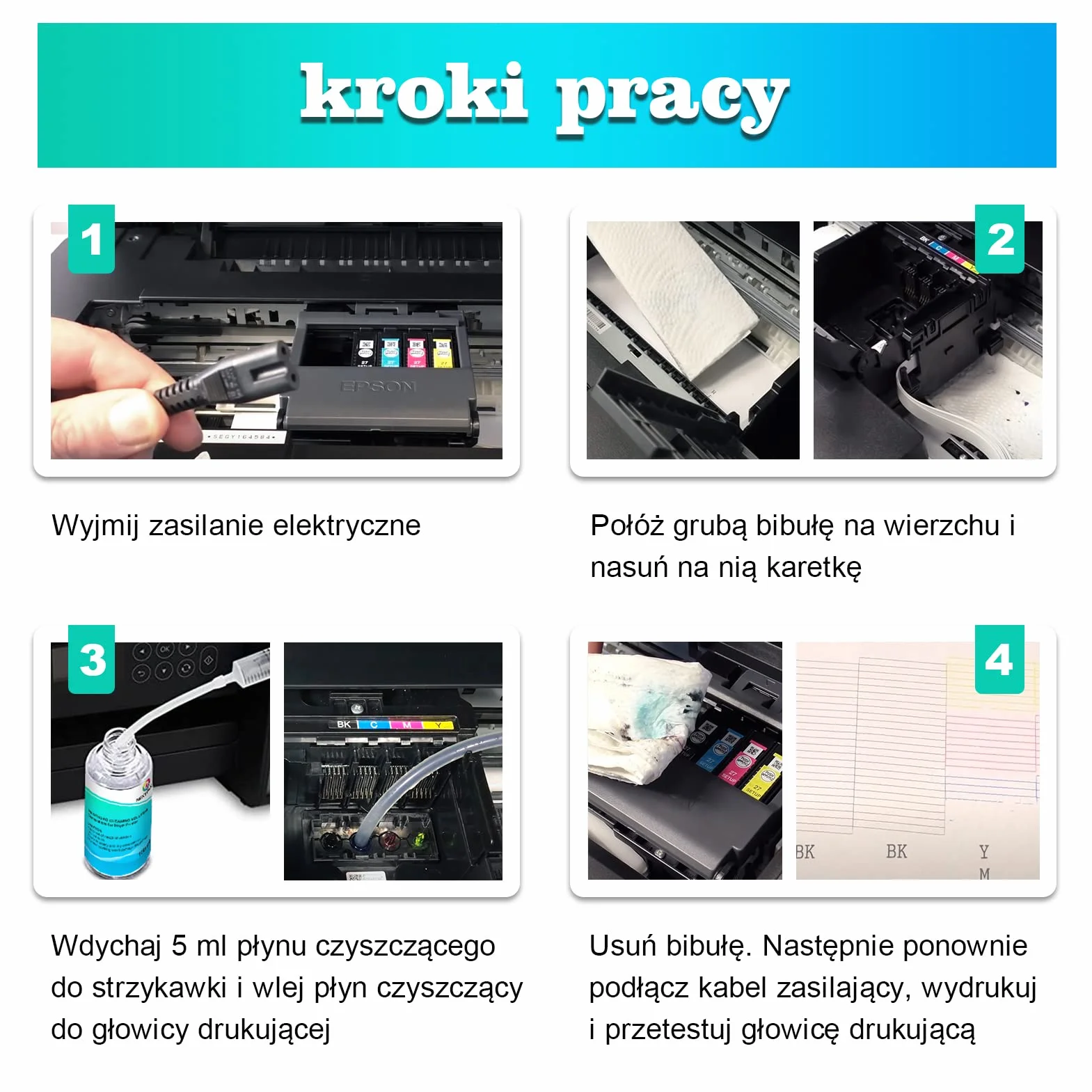 Nextpage Zestaw do czyszczenia głowicy drukującej, 100 ml x 2, do wszystkich drukarek atramentowych Epson, HP, Canon, Brother, Lexmark, Kodak i Samsung